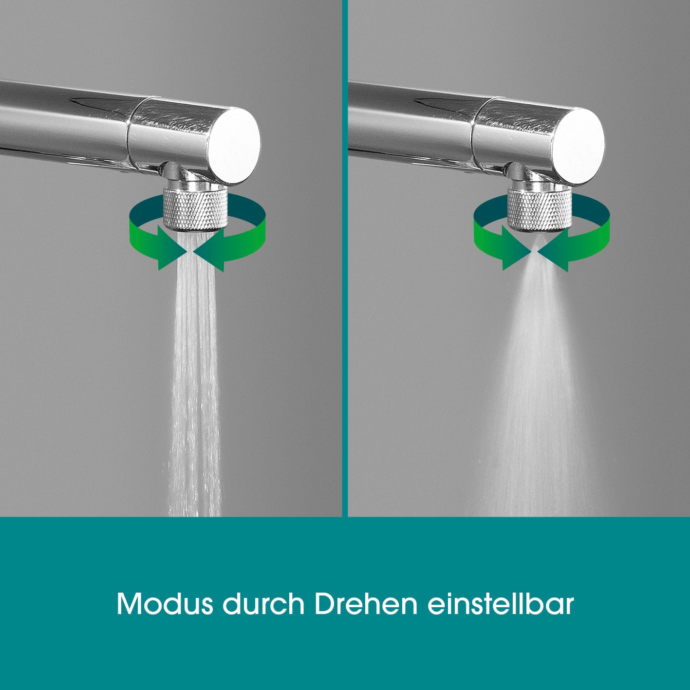 Strahlregler für Wasserarmaturen 3,5cm aus Edelstahl mit einstellbaren Modi für Wasserersparnis und feinen Sprühnebel.