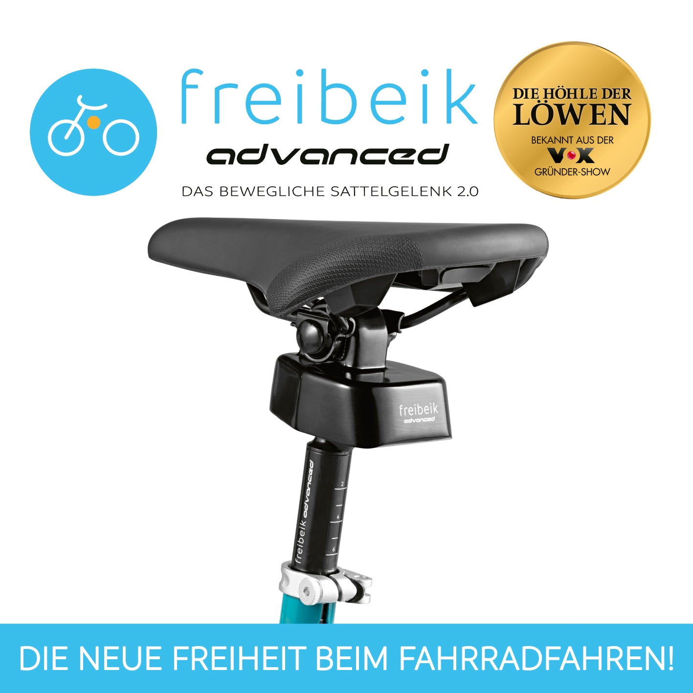 freibeik advanced - Das bewegliche Sattelgelenk 2.0 ermöglicht bessere Sicht und freie Hüftbewegung beim Fahrradfahren im 2er-Set.