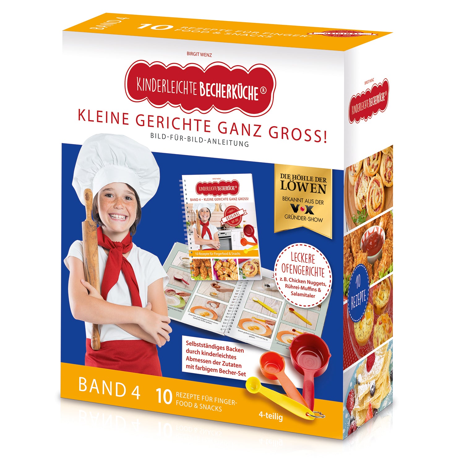 Rezeptbuch inkl. Messbecher-Set - Band 4 - Kleine Gerichte ganz groß! mit 10 Rezepten und farbigen Messbechern für Kinder ab 3 Jahren.