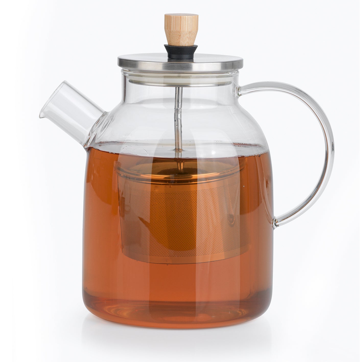 TEEKANNE Glaskanne mit Teesieb - 1,5 l aus Borosilikatglas mit abnehmbarem Teesieb und Bambusdeckel, ideal für bis zu 12 Tassen Tee.
