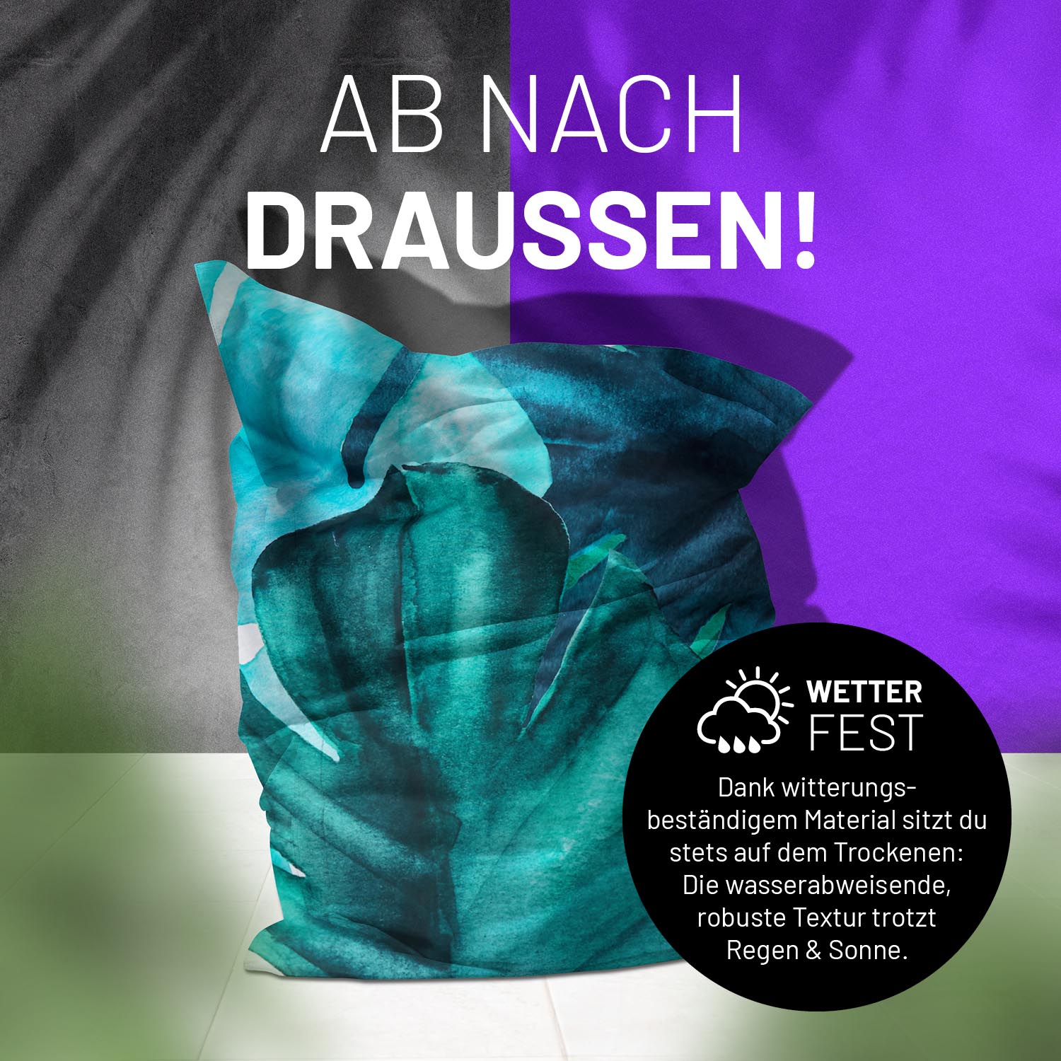 Sitzsack Classic XXL (380 L) - wetterfest, indoor & outdoor, mit wasserabweisendem Material und robustem, pflegeleichtem Bezug im botanischen Design.