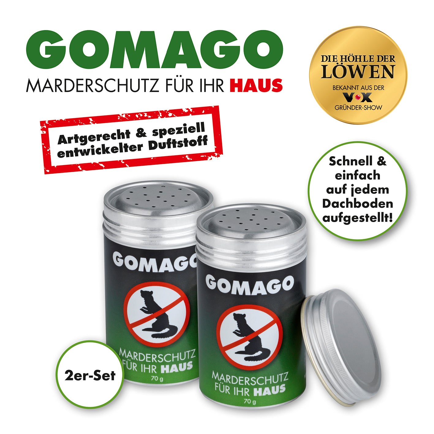 Mardervergrämung Haus - 4er-Set mit entwickelt Duftstoff gegen Marder, schnell und einfach aufstellbar, wirksam bis 6 Monate.
