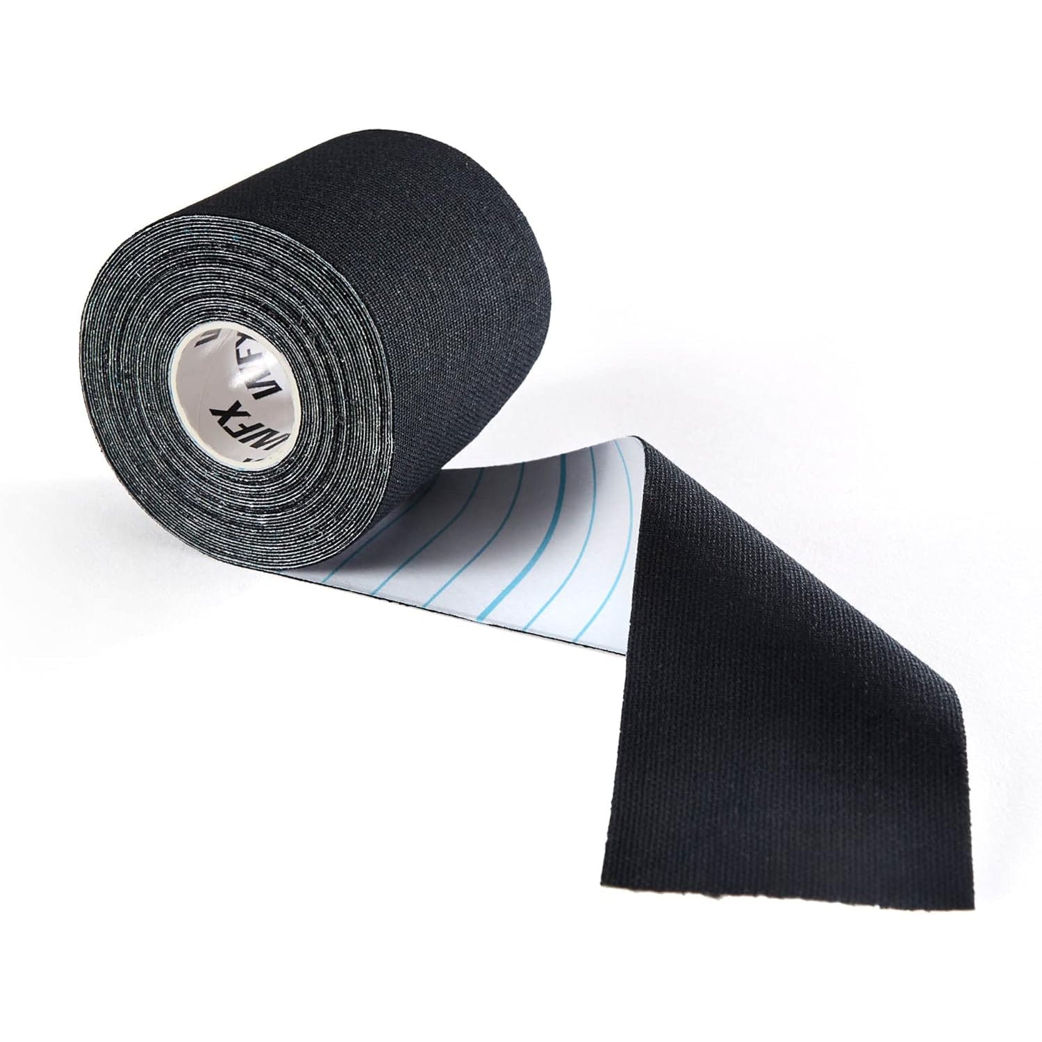 Kinesiologisches Tape - 5 cm x 5 m - Schwarz, elastisch, hautfreundlich, atmungsaktiv und wasserbeständig, ideal für Sport und Therapie.
