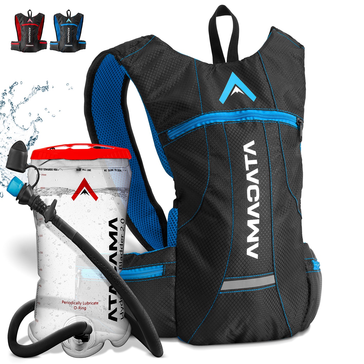 Trinkrucksack - inkl. Trinkblase 2L, leicht, auslaufsicher, mit Air-Flow Polsterung und isoliertem 1m Trinkschlauch für Outdoor-Sportarten.