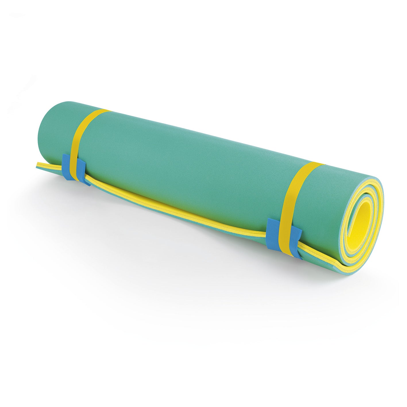 Wassermatte XXL 270 x 180 cm in Gelb/Türkis, robust, belastbar bis 300 kg, ideal zum Spielen und Entspannen auf dem Wasser.