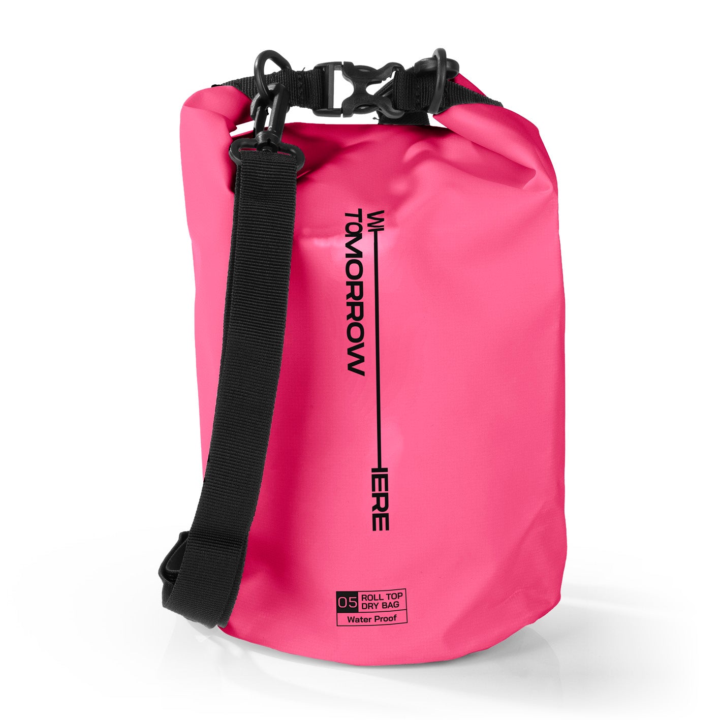 Dry Bag 5L - Style 02 - Pink, wasserdichter, robuster Outdoor-Rucksack mit verstellbarem Schultergurt und Rolltop-Verschluss.