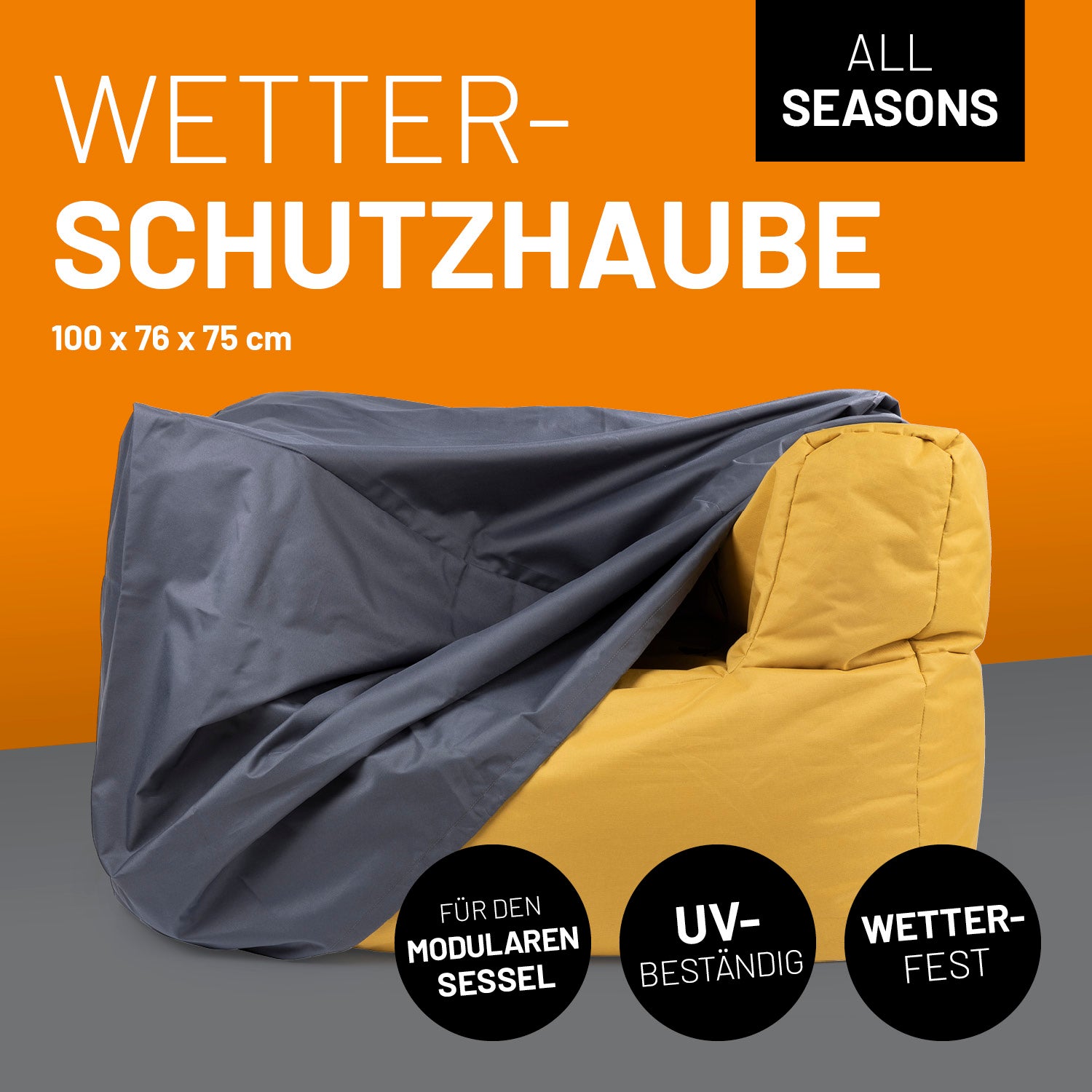 Wetterschutzhaube für den Modularen Sessel - 100 x 76 x 75 cm, wasserabweisend, UV-beständig und wetterfest für optimalen Schutz.