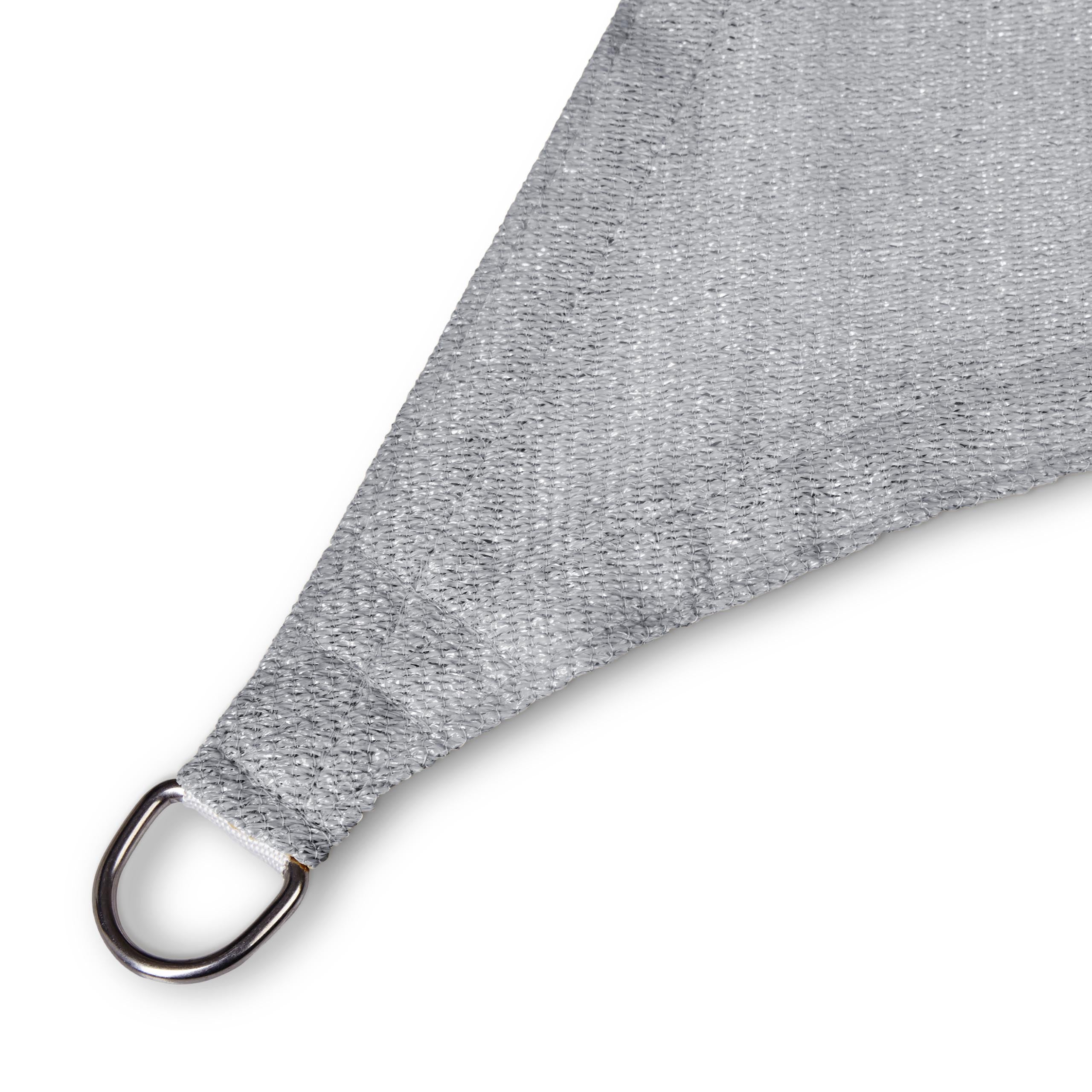 Sonnensegel 100% HDPE mit Stabilisator für UV-Schutz - Dreieck 3 x 3 x 3 Meter - Hellgrauer stabiler Eckring aus Metall