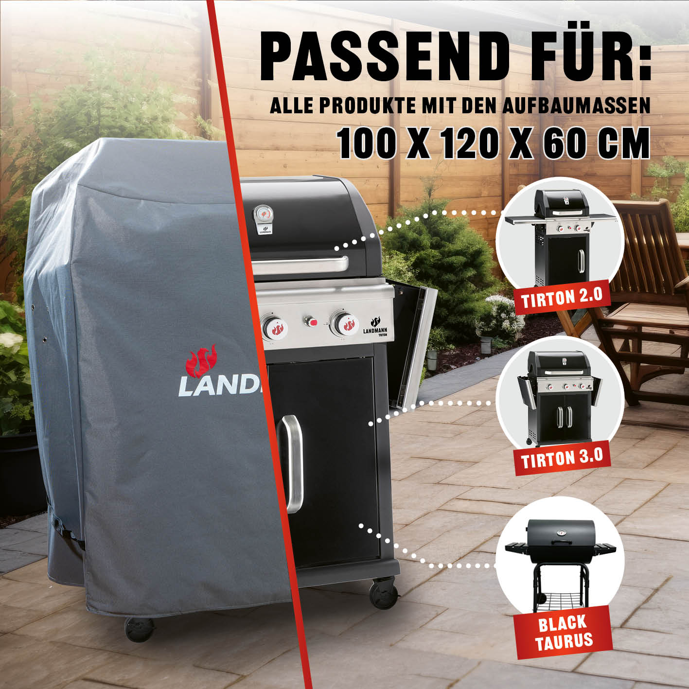 Premium Wetterschutzhaube - 60 x 96 x 120 cm wasserdicht und UV-beständig für passende Grillmodelle und Außenbereiche.
