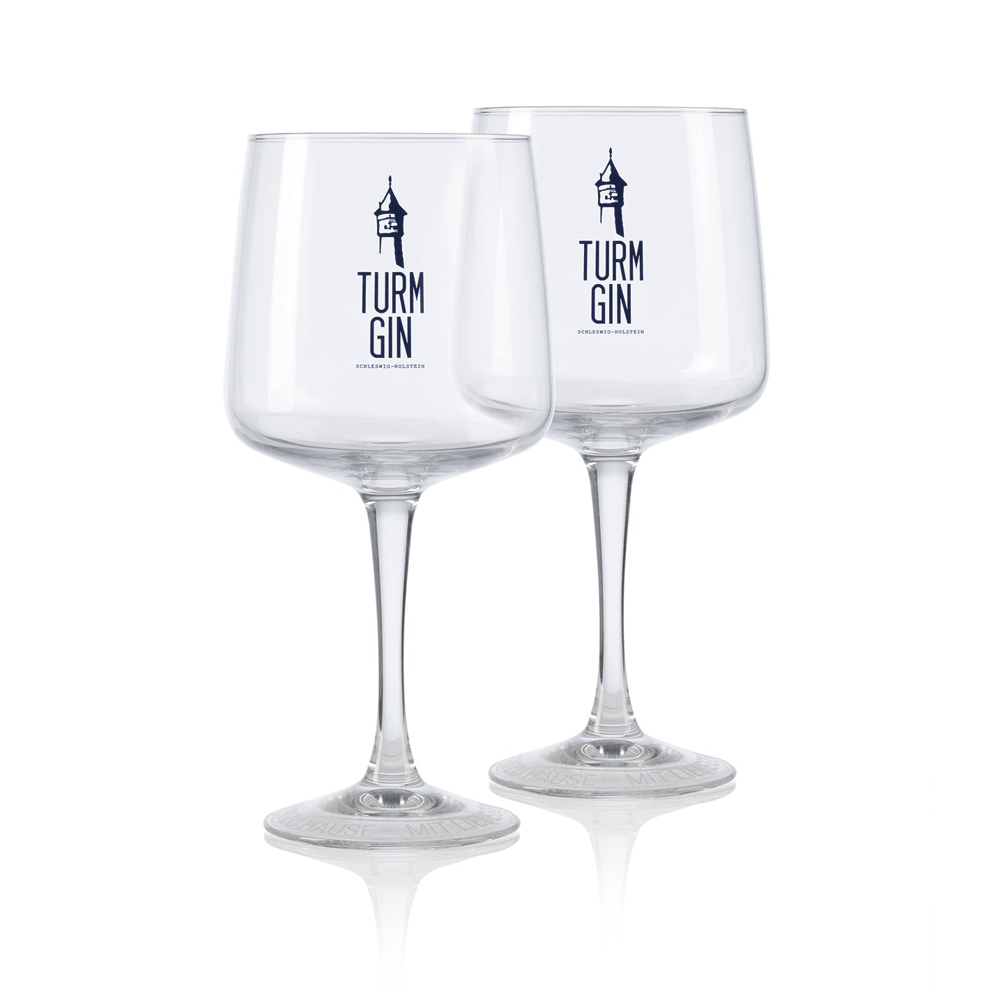 Copa Glas mit Logo - 720 ml - 2er-Set, zwei stilvolle TURM GIN Stilgläser zum Servieren von Gin und Cocktails.