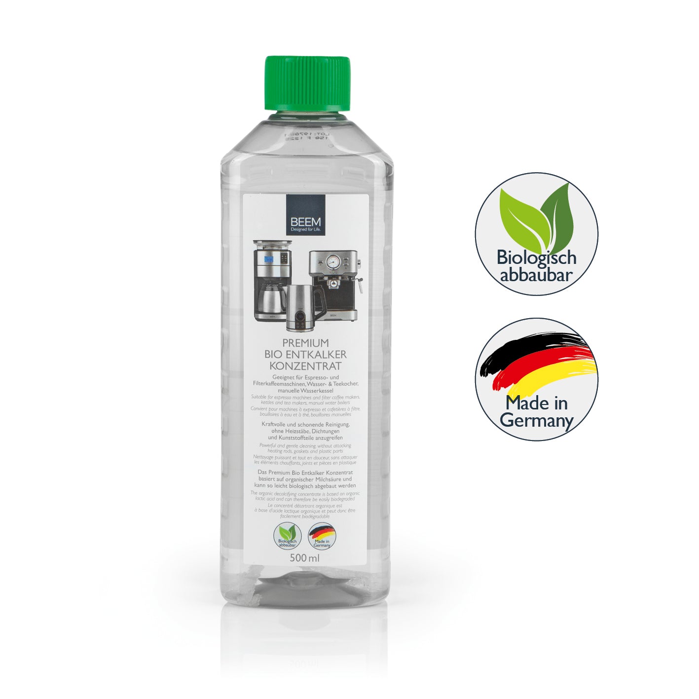 PREMIUM Bio Entkalker Konzentrat - 0,5 l, schonend, biologisch abbaubar, für Kaffeevollautomaten und Haushaltsgeräte.