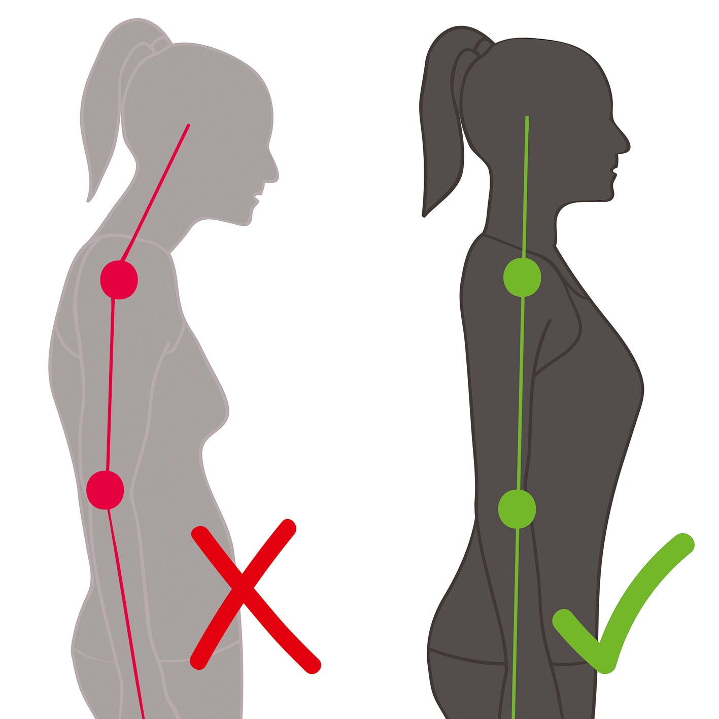 Illustration zur Korrektur der Körperhaltung mit Rückenkorrektor mit Gelpad - S/M für gesunde, gerade Wirbelsäule und optimalen Tragekomfort.
