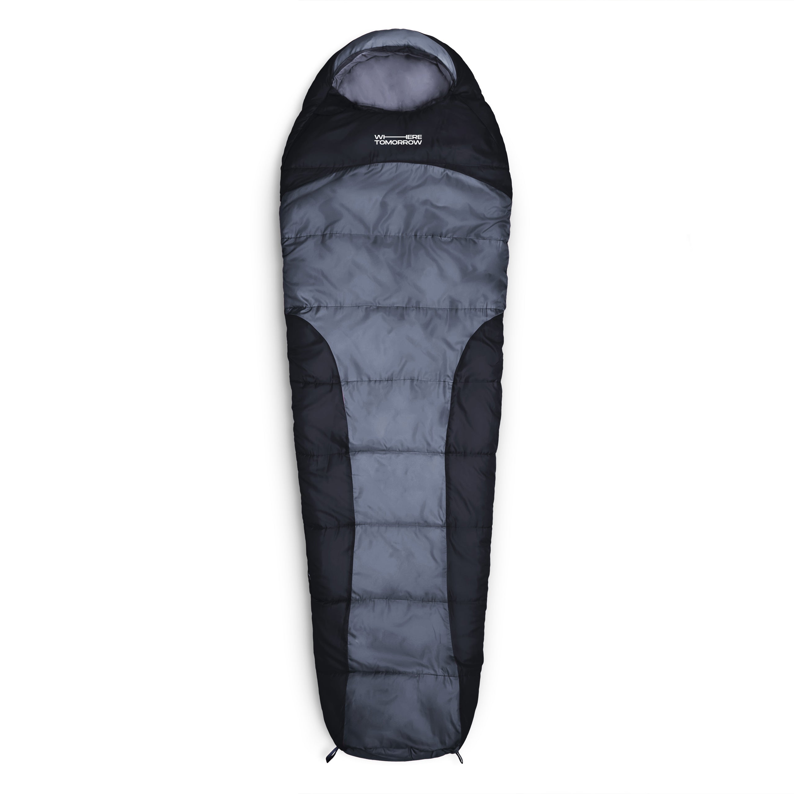 Camping Schlafsack Classic - Mumienschlafsack in Grau-Schwarz mit wasserabweisendem Material und praktischer Tasche, 230 x 80 x 55 cm.