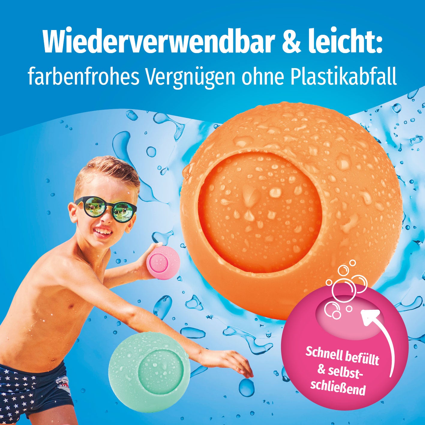 Silikon-Wasserballon - 12er-Set mit farbenfrohen, wiederverwendbaren Wasserballons für schnellen, selbstschließenden Wasserspaß ohne Plastikabfall.