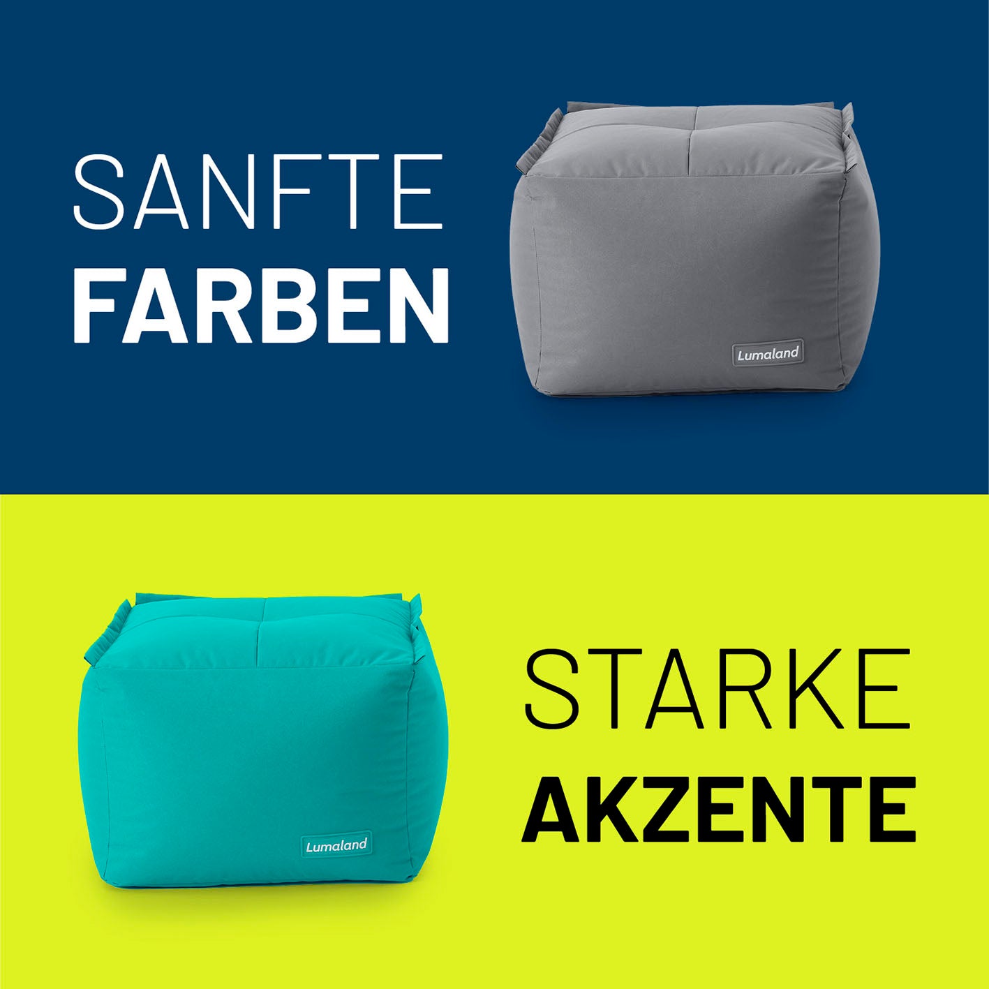 Sitzsack-Hocker (200 L) - Modulares System in Türkis, vielseitig, robust mit 3-in-1-Funktion und pflegeleichtem, abwischbarem Bezug.