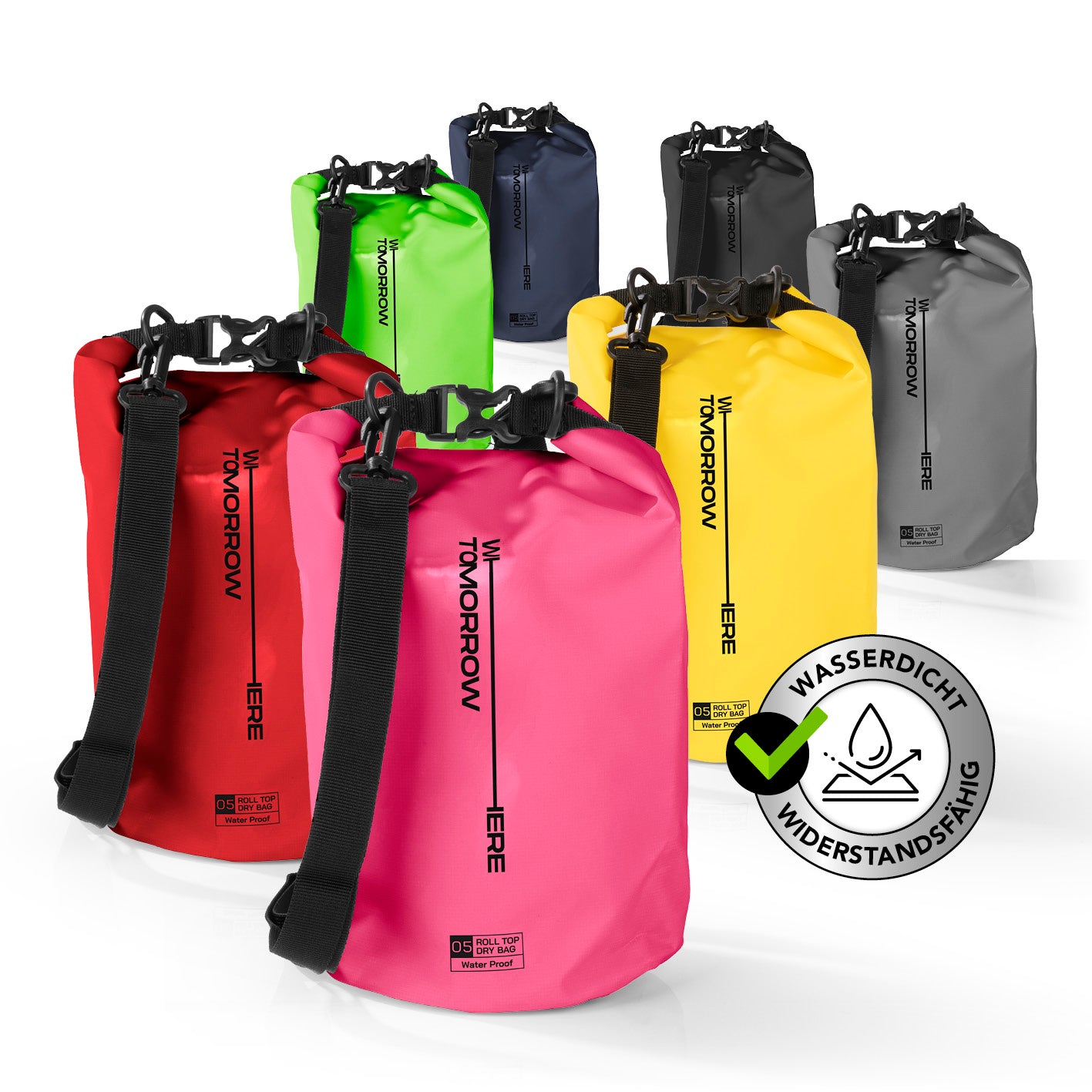 Dry Bag 5L - Style 02 - Pink wasserfester, robuster Outdoor-Rucksack mit verstellbarem Schultergurt und UV-Schutz für Abenteuer.
