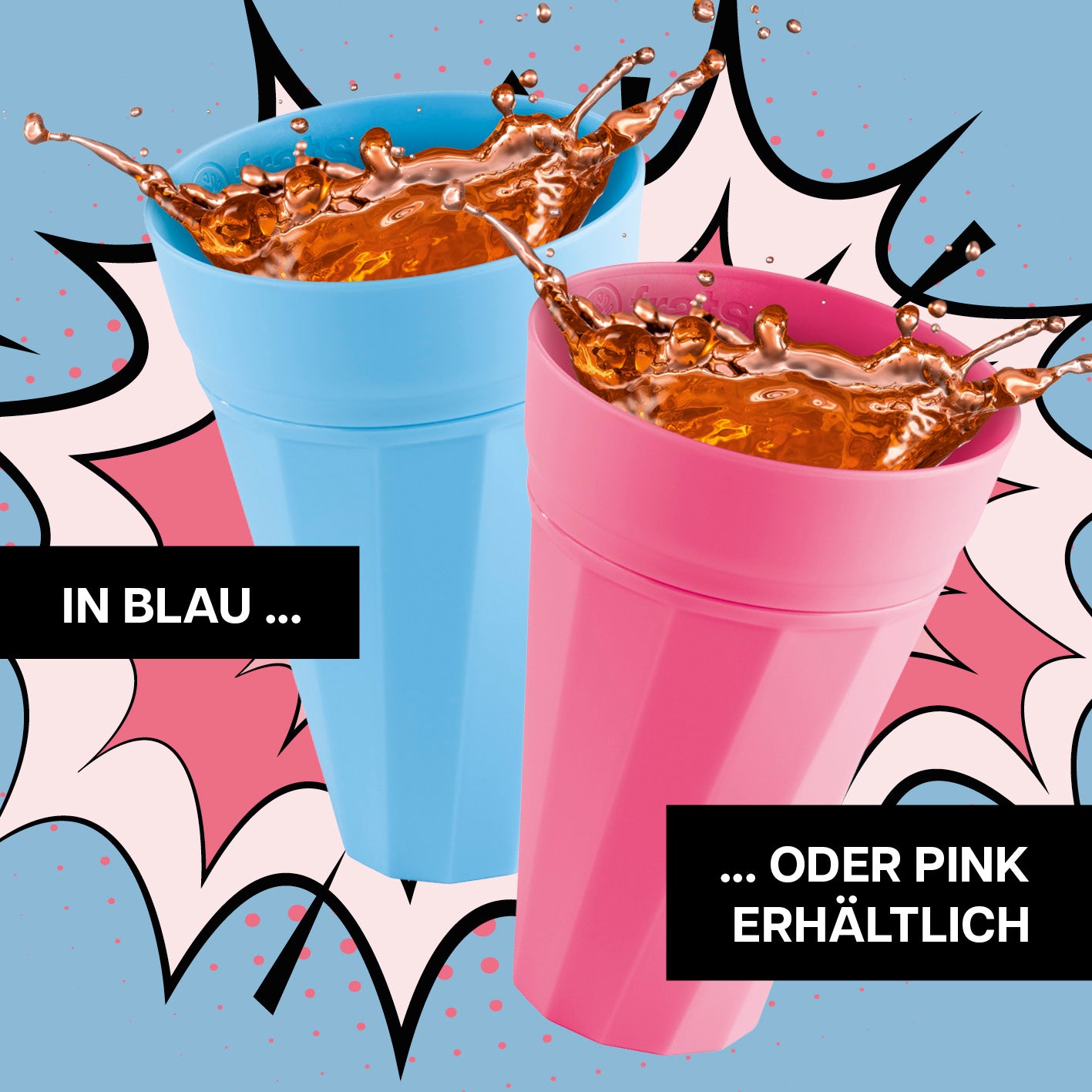 Trinkbecher 300ml - Selbstkühlend - 6er-Set - Blau, doppeltwandig mit Kühlflüssigkeit, kein Verwässern der Getränke, spülmaschinengeeignet