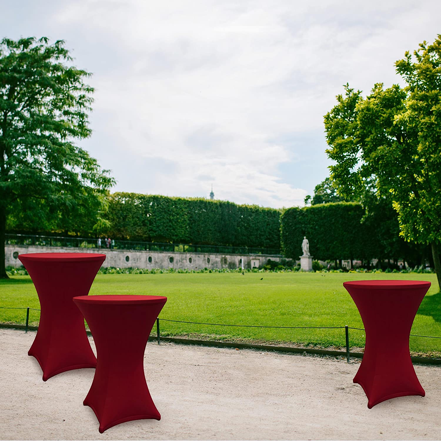 Stehtischhusse Tisch Bezug Husse - Ø 80-85cm - Rot in elegantem Stretchstoff, ideal für Events, pflegeleicht und wetterbeständig.