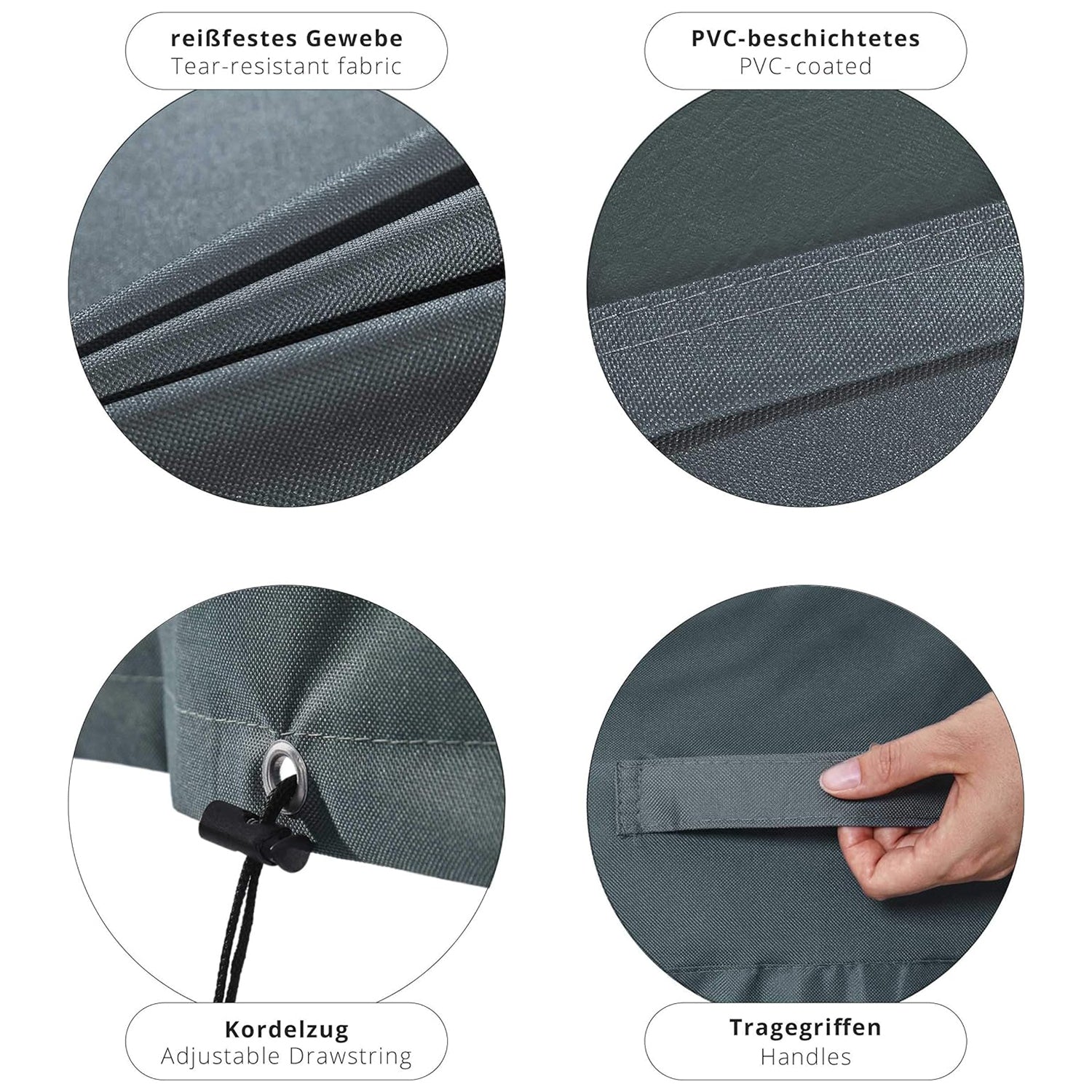 Abdeckung für Patio Stühle - 84,9 x 66,8 x 88,9 cm in Grün/Grau, wasserdicht, UV-beständig, reißfestes 600D Oxford Gewebe mit Haltegriffen.