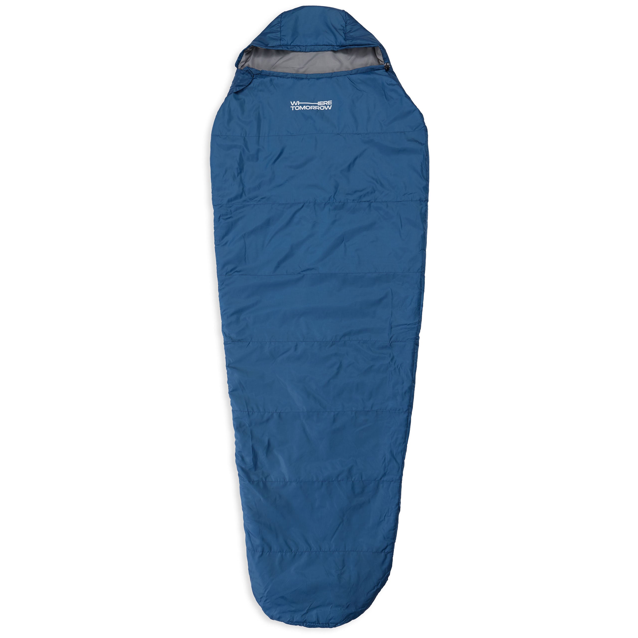Camping Schlafsack Small & Light - Mumienschlafsack royalblau mit wasserabweisendem Material und Konturkapuze, 220 x 80 x 50 cm.