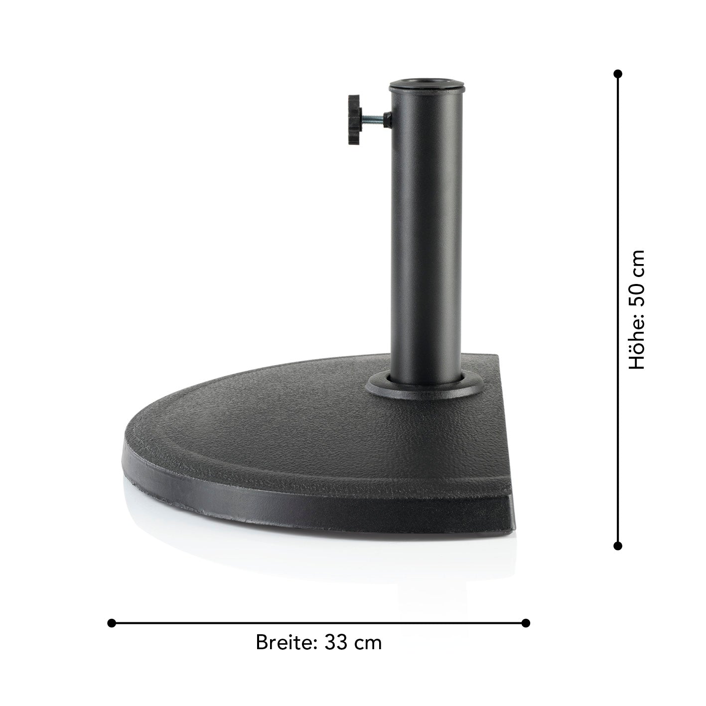 Sonnenschirmfuß Stein-Optik - 50x33x33cm - anthrazit, halbrund, wetterfest, ideal für kleinere Balkone und halbrunde Sonnenschirme.