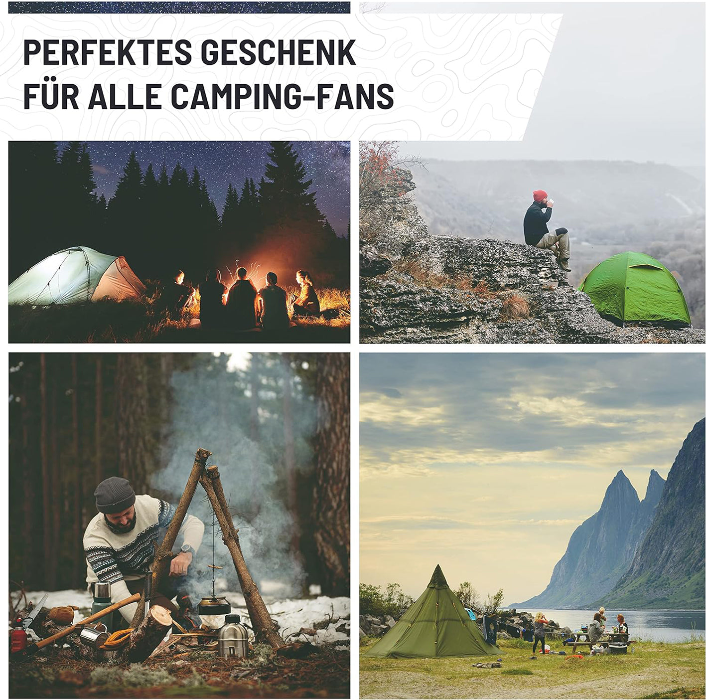 Feuerstahl Set - 7 tlg. - Wasserfest mit multifunktionalem Striker, Paracord und Samttasche für Camping und Outdoor.
