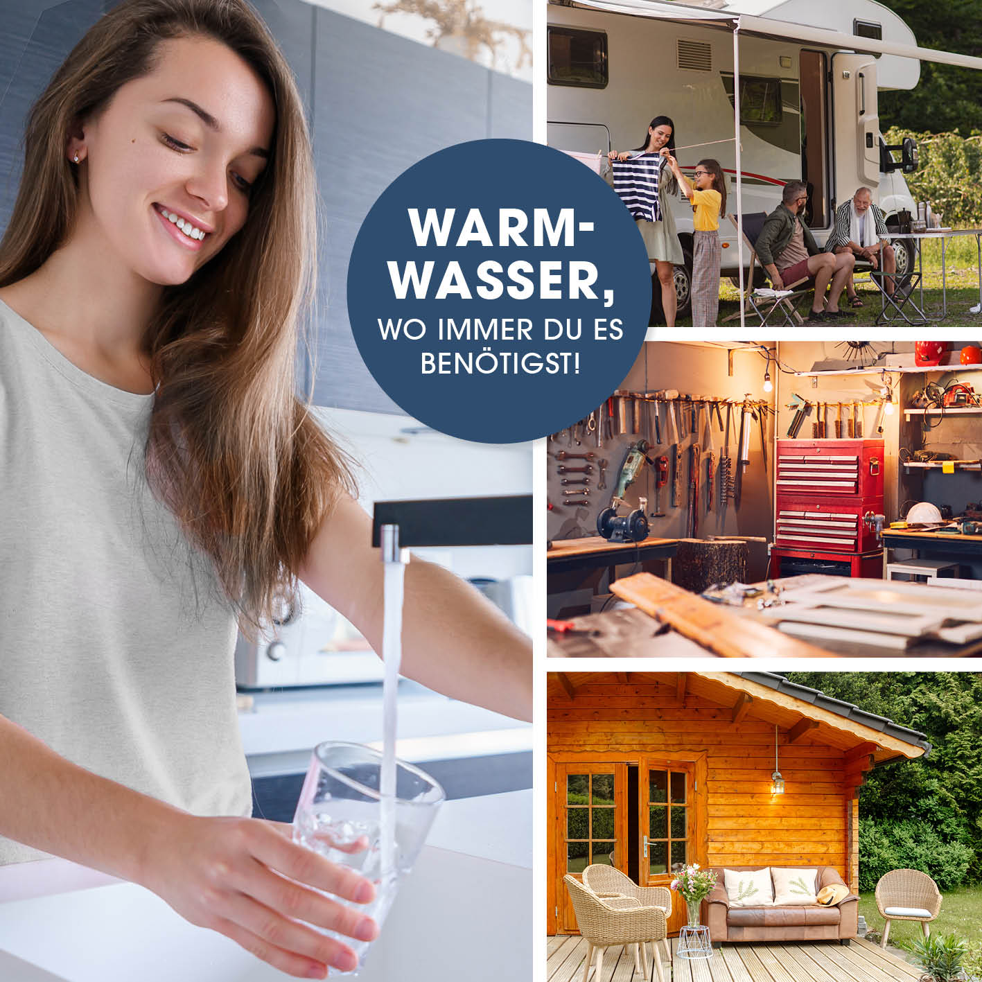 Edelstahl-Durchlauferhitzer für sofort warmes Wasser im Außenbereich, robust, leistungsstark und einfach zu installieren von MAXXMEE.