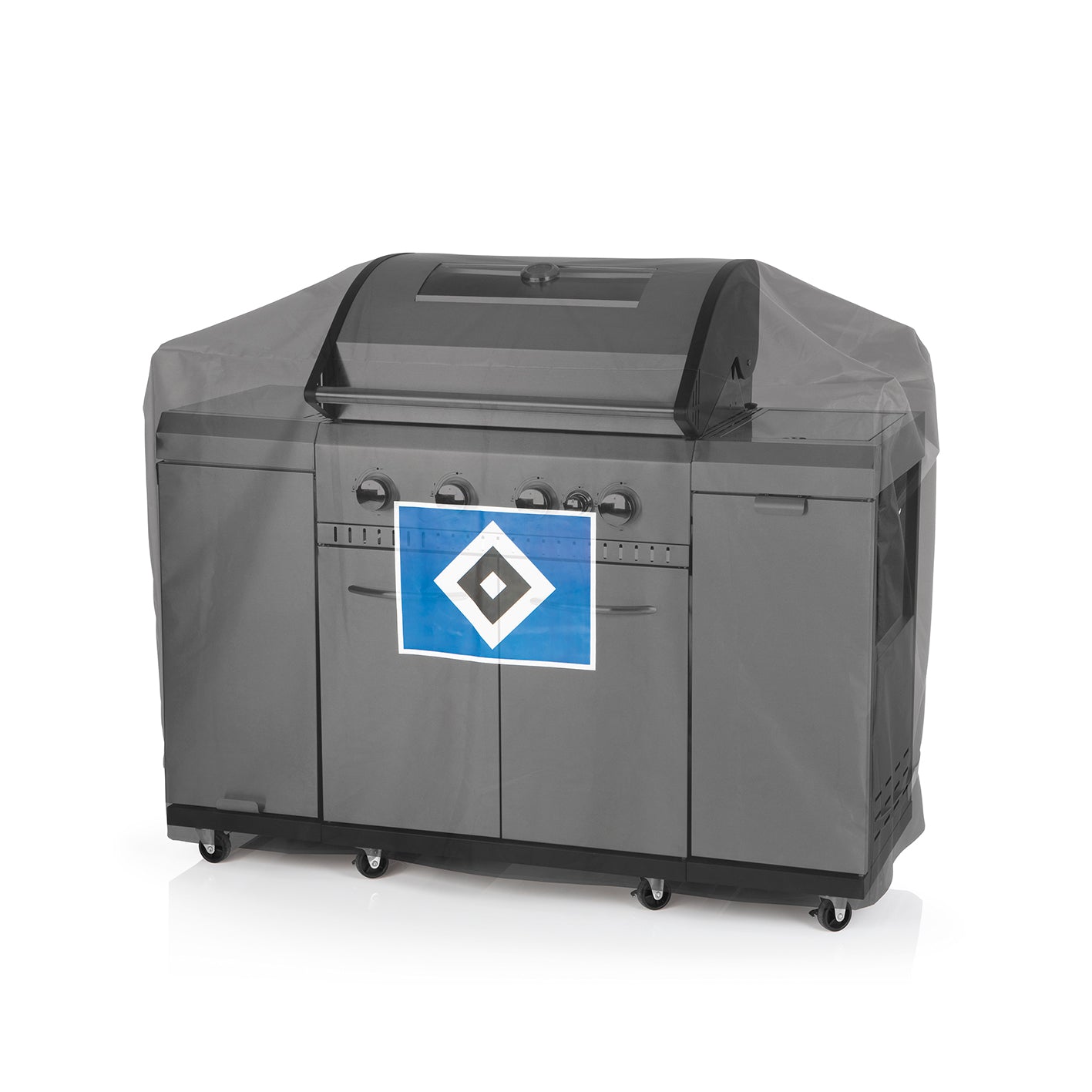 Wetterschutzhaube XL - schwarz mit Logo, robust, wasserdicht, atmungsaktiv mit Ventilationsöffnungen, UV- und kältebeständig bis -20 Grad.