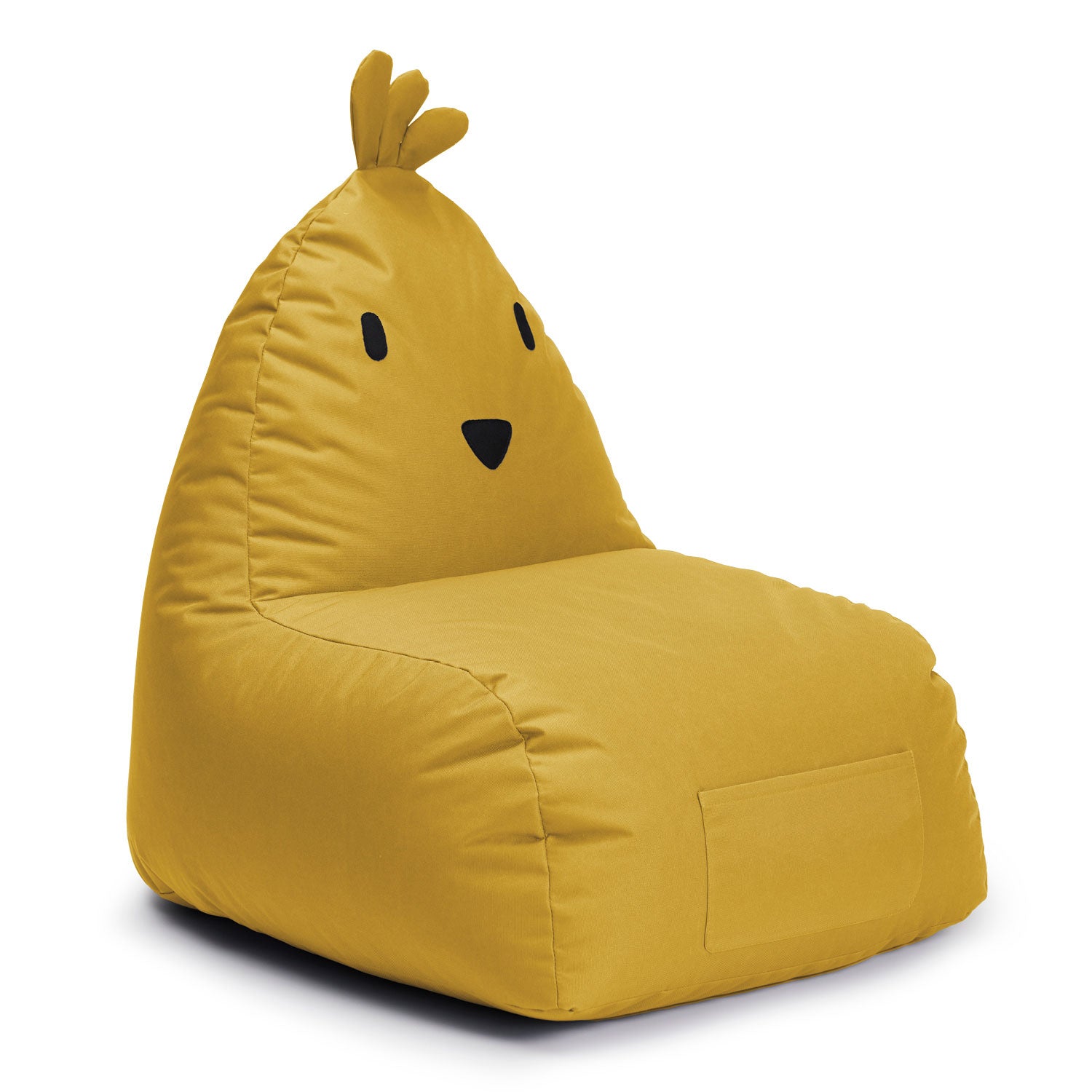 Kindersitzsack Animal Line Chick (200 L) in Senfgelb, kuschelig, wasserabweisend, für innen und außen geeignet.