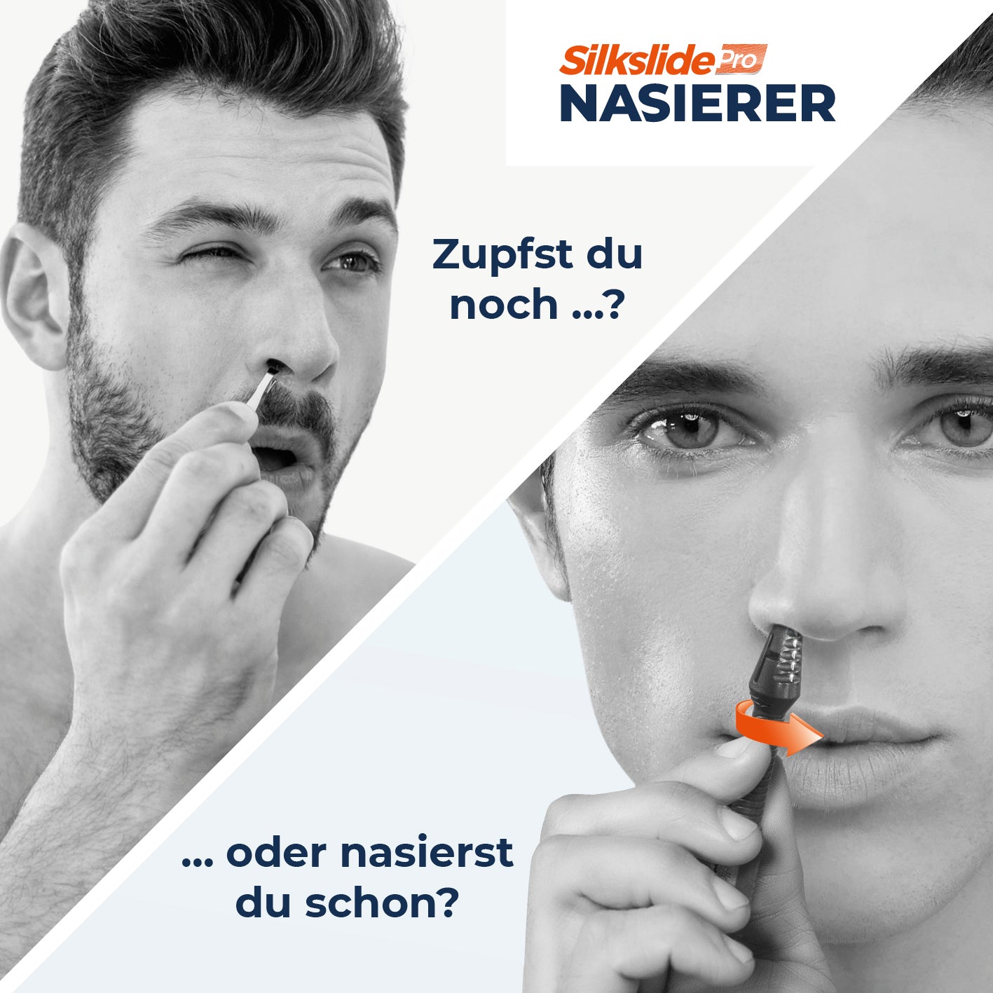 Nasenhaartrimmer - Nasierer inkl. Keramikständer für präzises, sanftes und hygienisches Nasenhaareschneiden ohne Batterien.