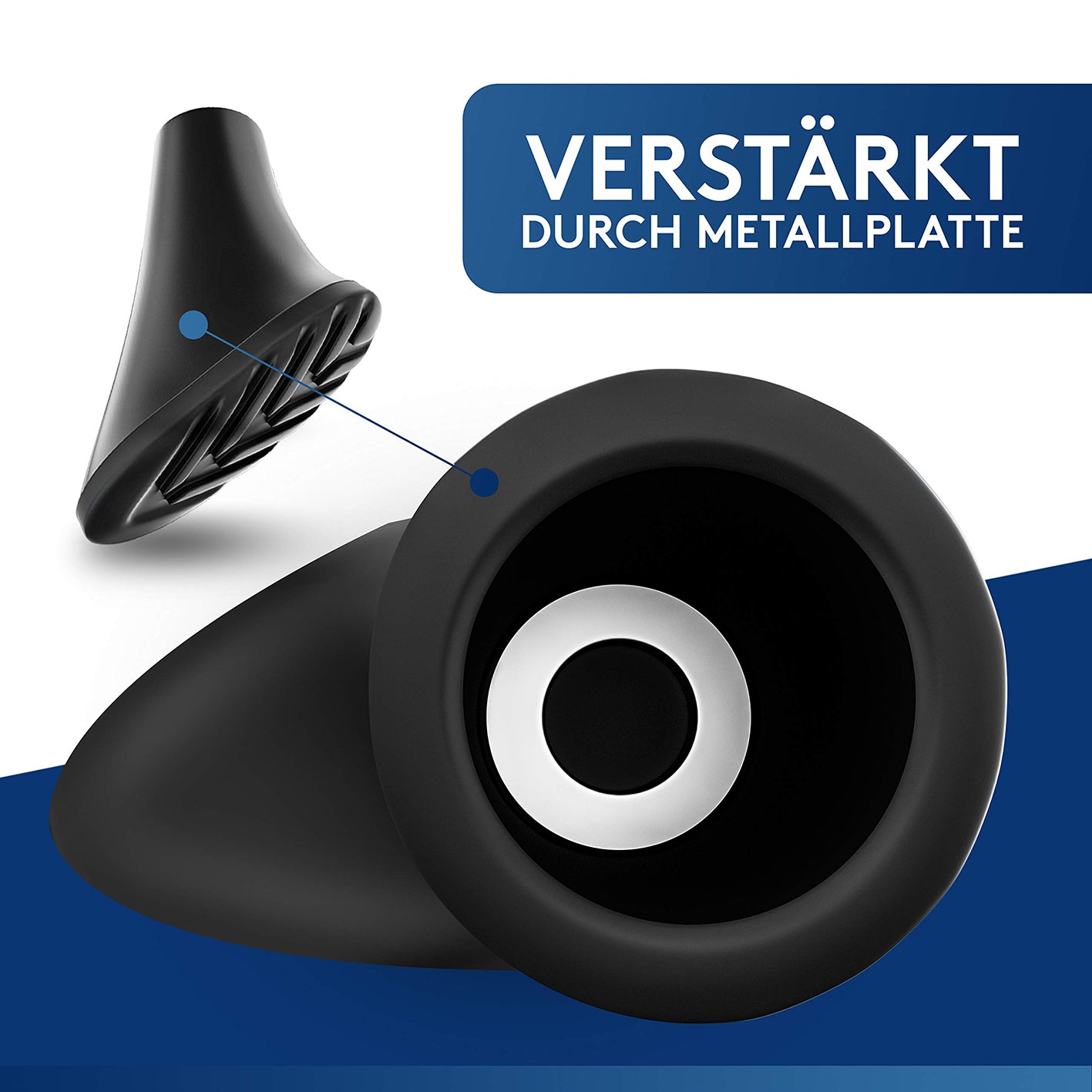 Wanderstock Aufsatz-Set - 14 Stück - Asphalt & Kies mit verstärkter Metallplatte für lange Haltbarkeit und optimale Dämpfung auf jedem Untergrund.