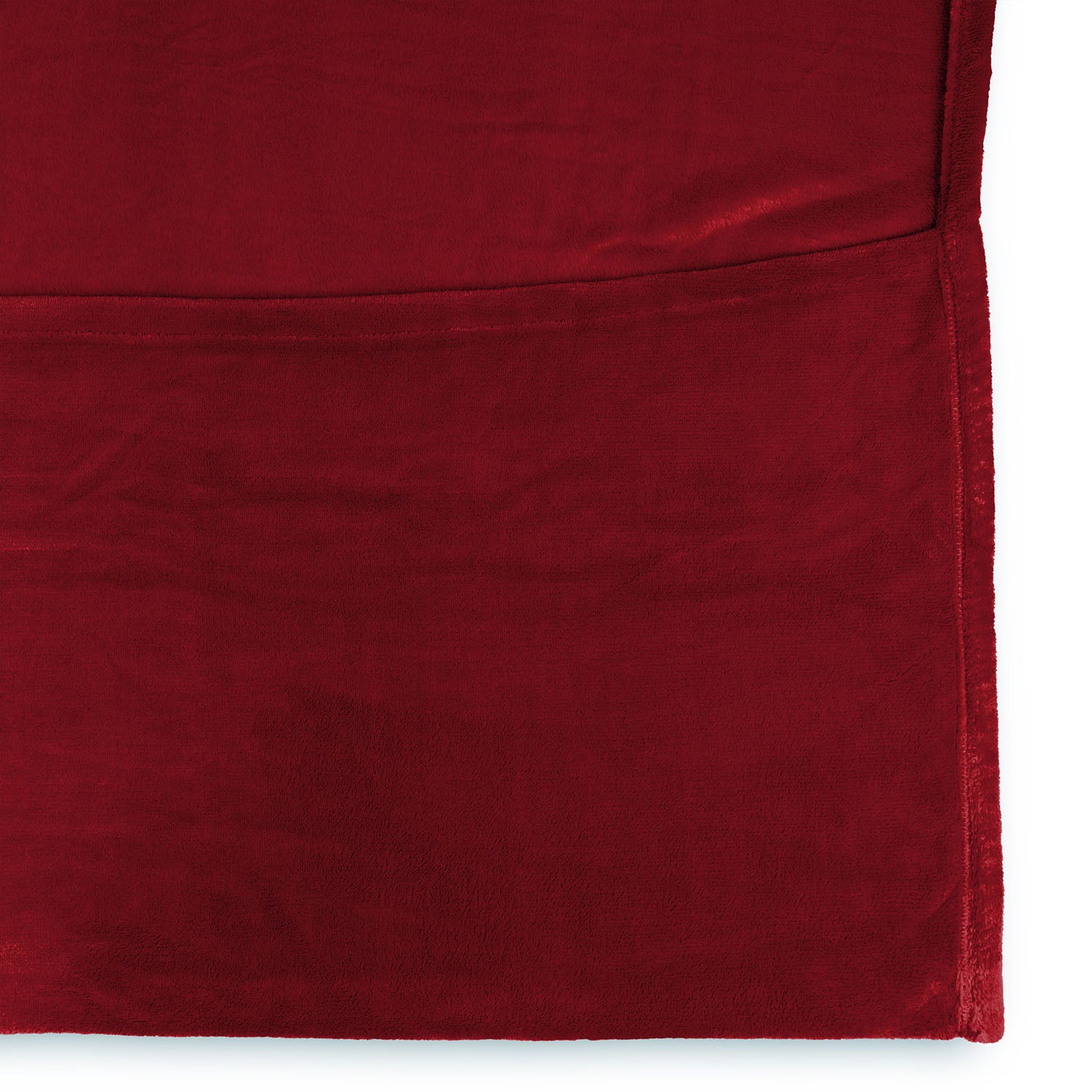 Kuscheldecke - 170 x 200 cm - 50 cm Fußtasche - Sofadecke & Tagesdecke in Bordeaux aus weichem Coral-Fleece, pflegeleicht und waschbar.
