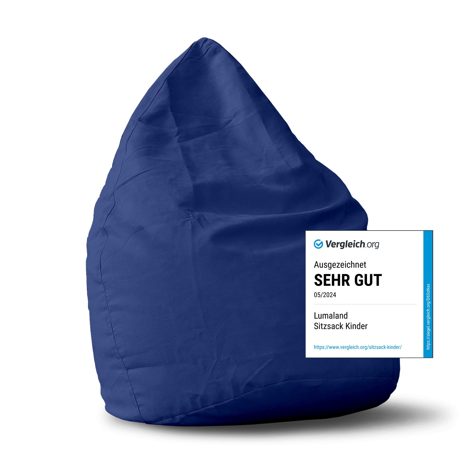 Luxury XL PLUS Sitzsack (220 L) in Royalblau, formanpassend, mit hochwertiger EPS-Füllung und bequemem, waschbarem Bezug.