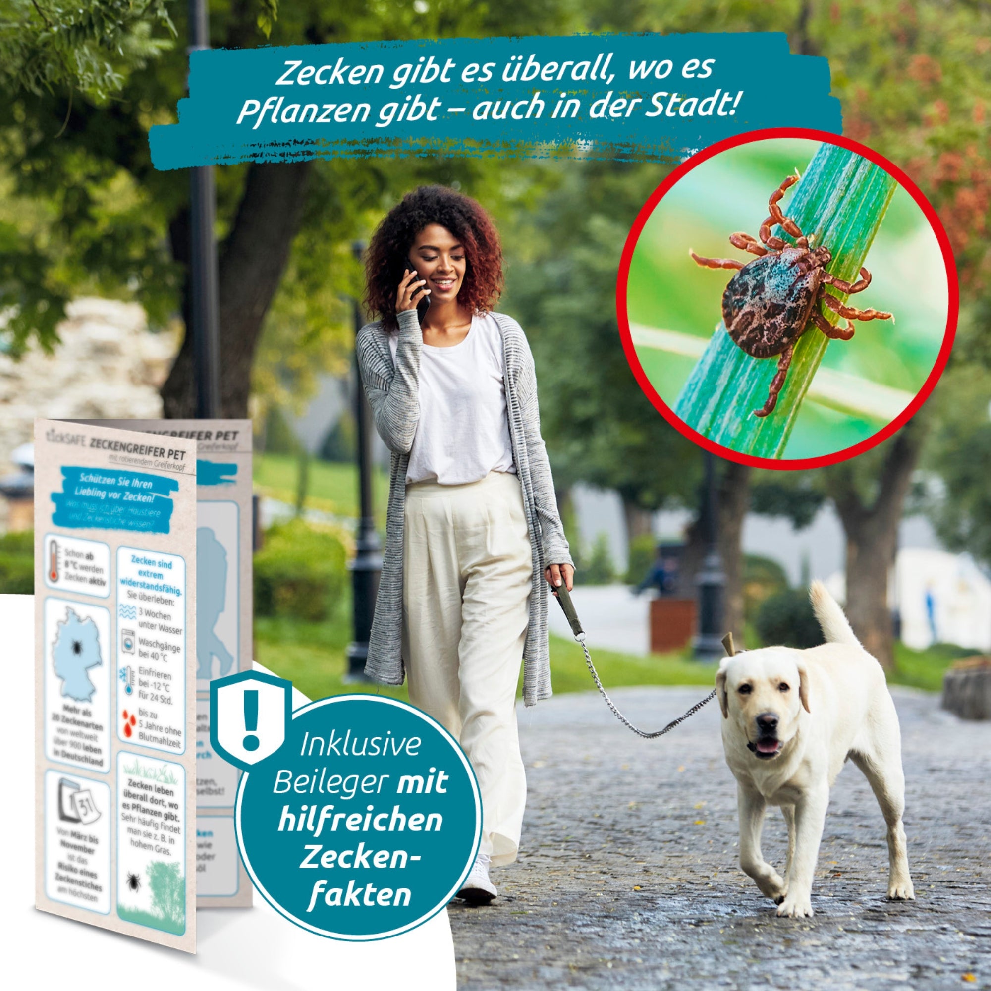 Zeckengreifer für Tiere mit rotierendem Greiferkopf zur sicheren Entfernung von Zecken bei Haustieren überall und einfach anwendbar.