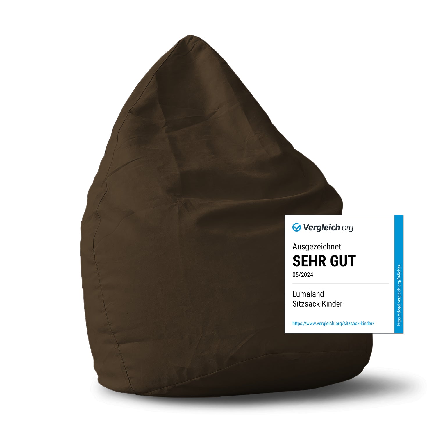 Luxury XL Sitzsack (120 L) - indoor - Braun von Lumaland, bequemer Sitzsack für Wohnen, Entspannen und Gaming.