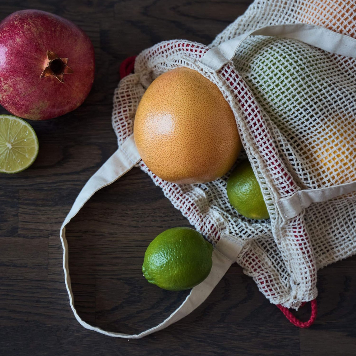 Einkaufsbeutel aus 100% Baumwolle - 5er-Set mit nachhaltigen, wiederverwendbaren Netzbeuteln für Obst und Gemüse von Lumaland.
