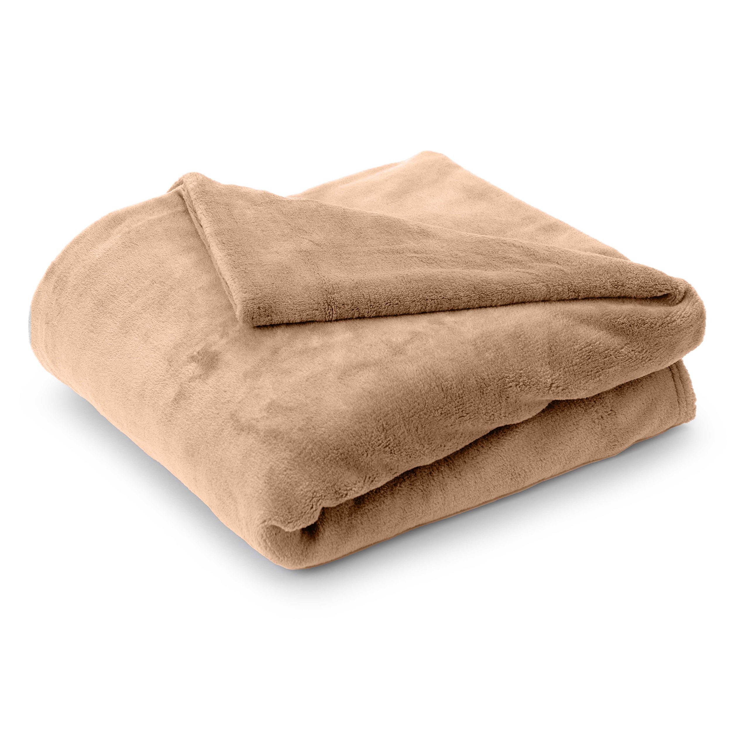 Kuscheldecke - 150x200 cm - Sofadecke & Tagesdecke - Hellbraun aus weichem Coral-Fleece, atmungsaktiv und pflegeleicht.