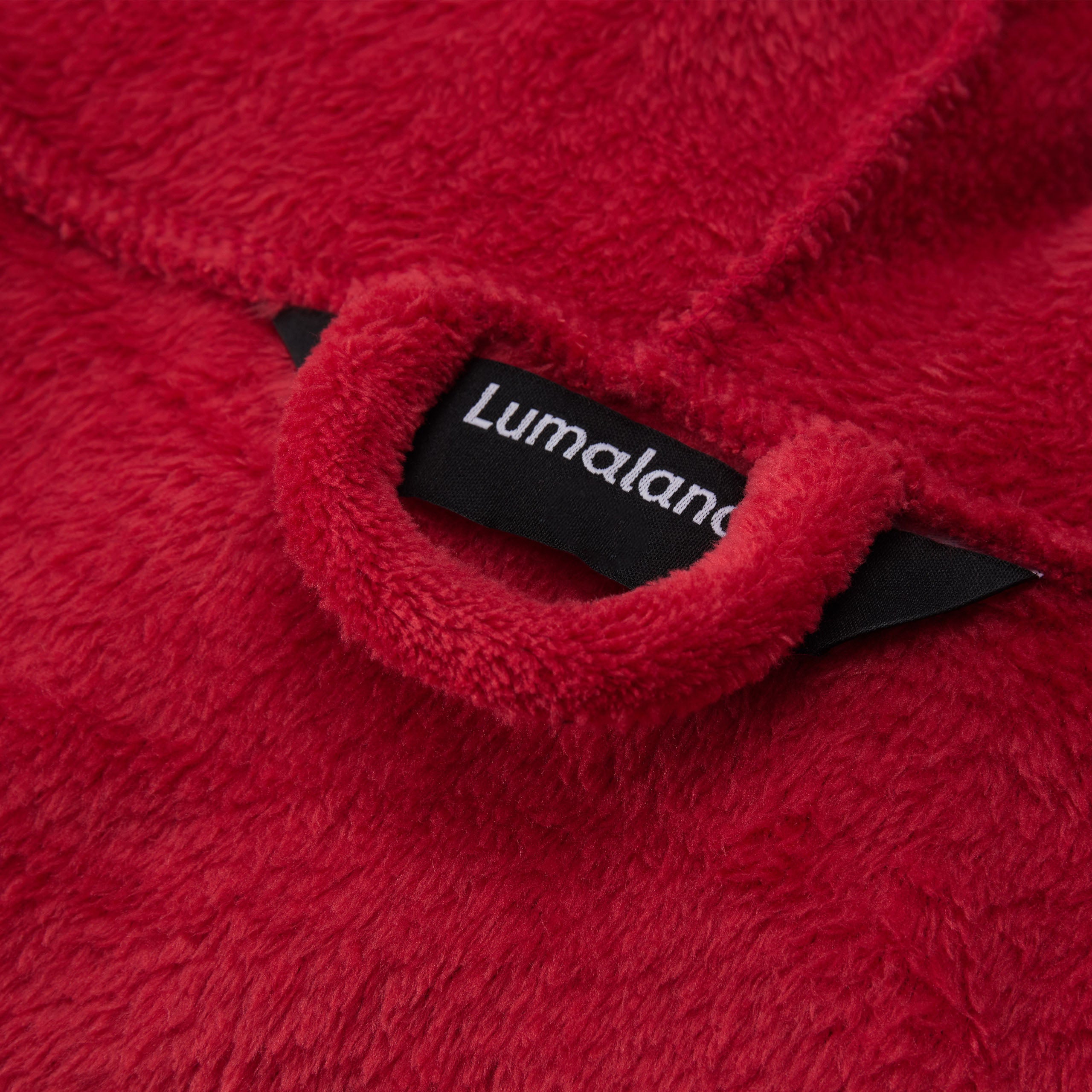 Luxury Mikrofaser Bademantel mit Kapuze für Damen und Herren in Rot, Größe L, flauschig, warm und schnelltrocknend.