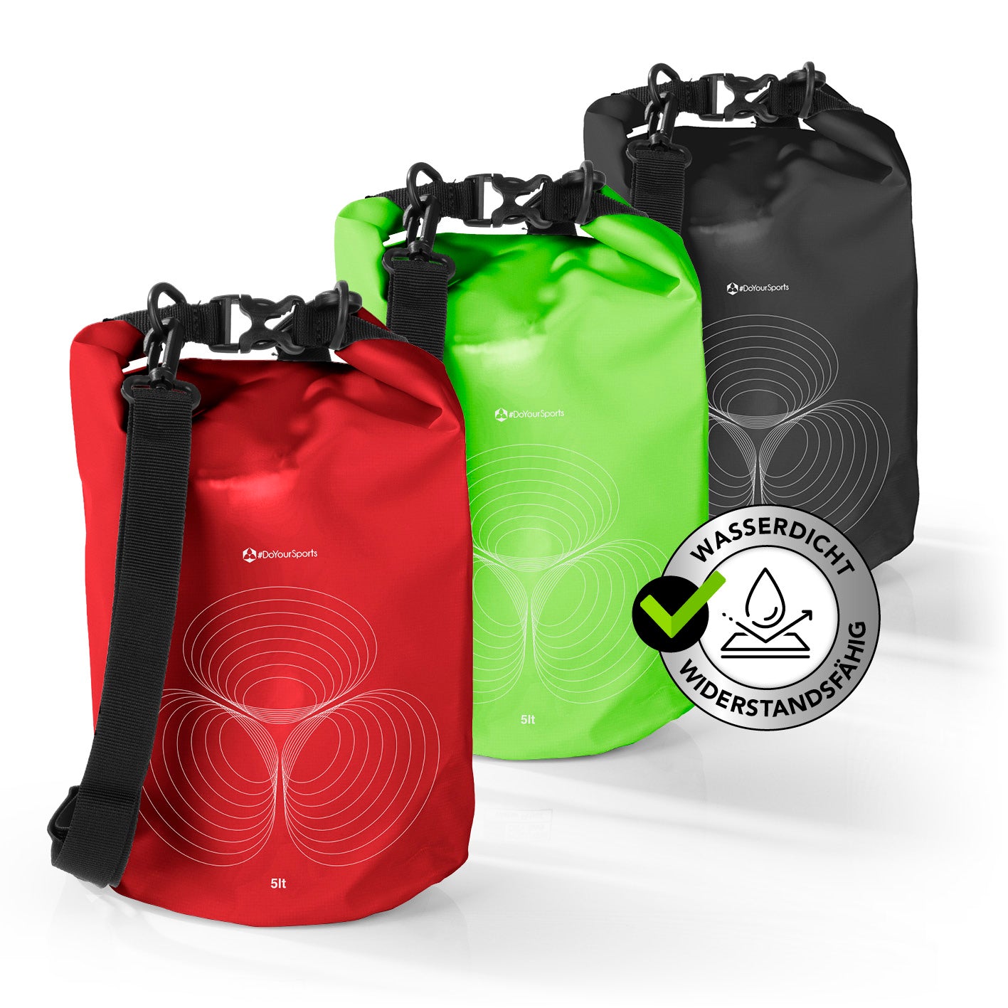Dry Bag 5L - Rot, wasserdichter, robuster Outdoor-Rucksack mit verstellbarem Schultergurt und Rolltop-Verschluss zum Schutz der Wertsachen.