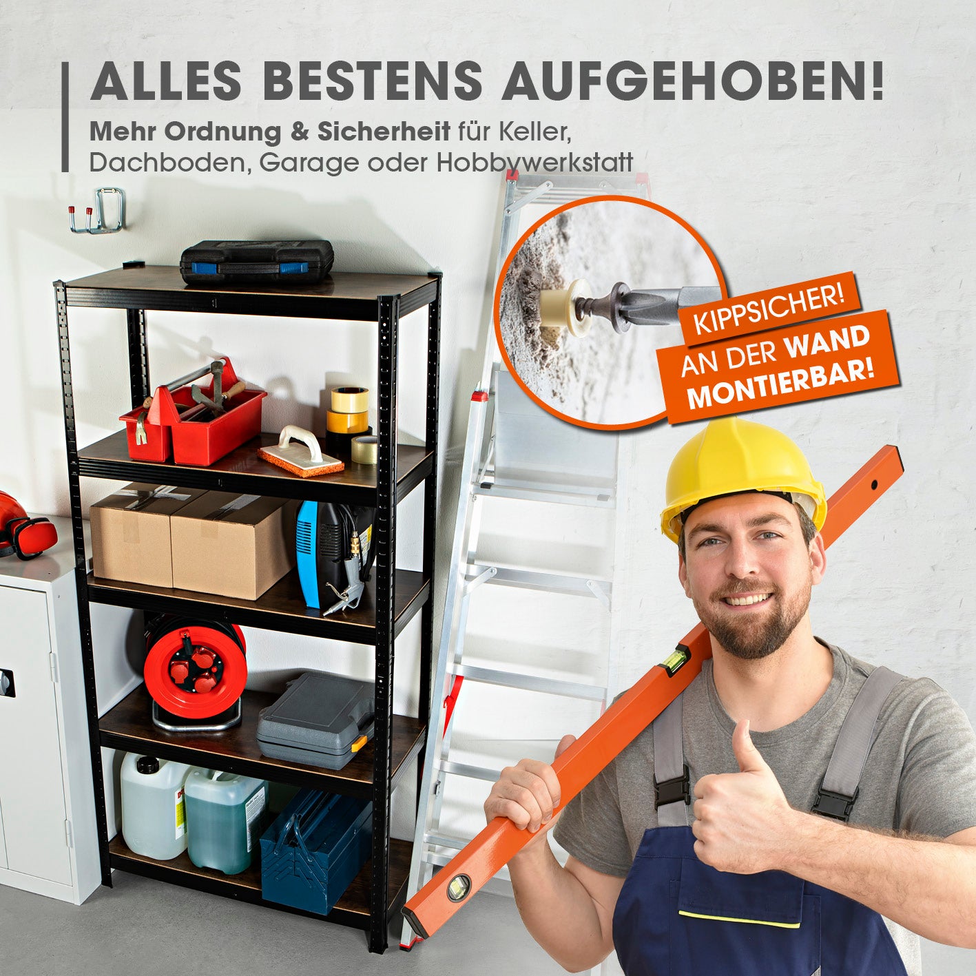 2 in 1 Schwerlastregal & Werkbank - 2er-Set - 180 x 90 x 40 cm - Holzoptik mit stabilem Metallrahmen und vielseitiger Nutzung für Keller und Werkstatt
