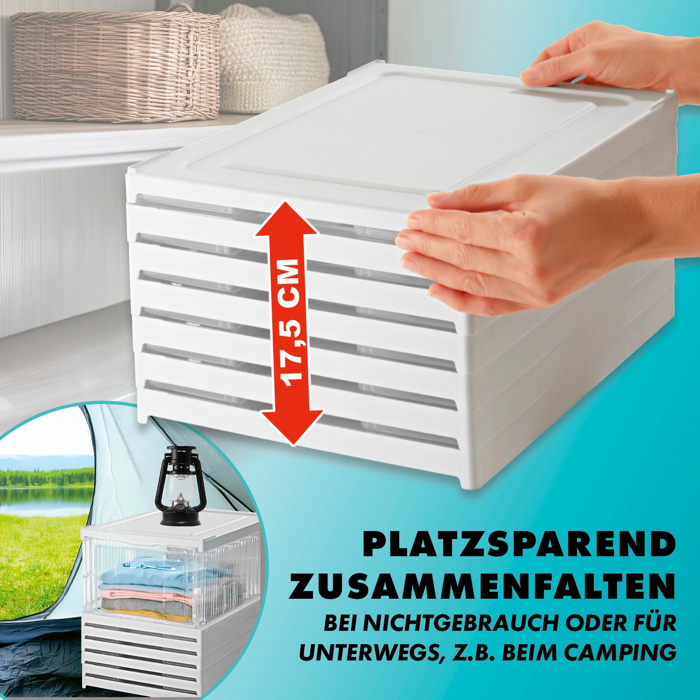 Faltbares Schuhregal faltbar auf 17,5 cm Höhe, platzsparend, leicht, mit Belüftungslöchern, ideal für Flur, Schrank und unterwegs.