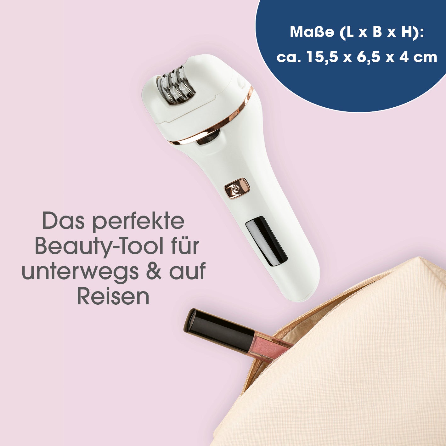 Epilierer inkl. Akku & USB-Kabel für präzise, sanfte Haarentfernung unterwegs mit LED-Licht und zwei Geschwindigkeitsstufen.
