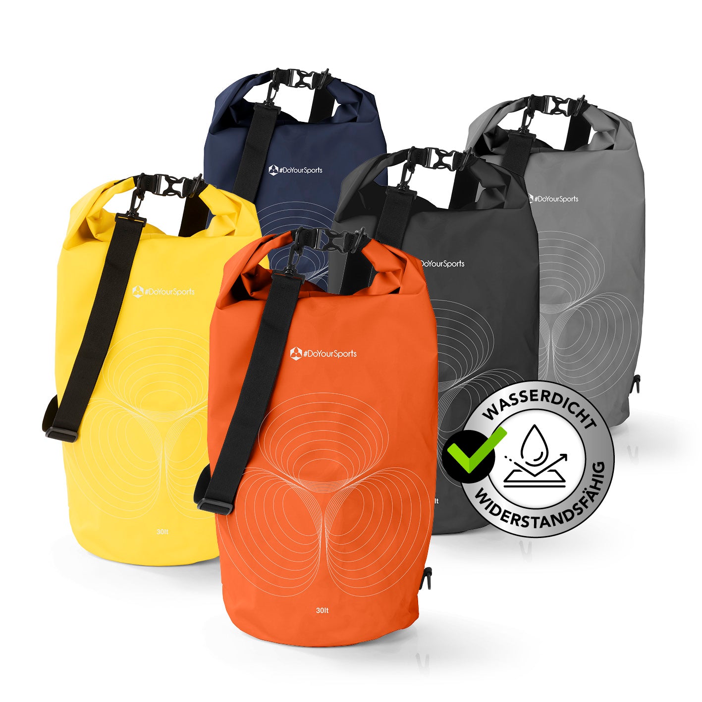 Dry Bag 30L - Orange wasserdichter, robuster Outdoor-Rucksack mit verstellbarem Schultergurt und Rolltop-Verschluss zum Schutz der Wertsachen.