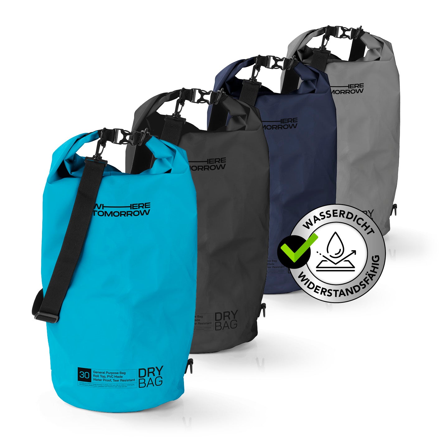 Dry Bag 30L - Style 01 - Himmelblau, wasserdichter, robuster Rucksack mit UV-Schutz und verstellbarem Schultergurt für Outdoor-Abenteuer.