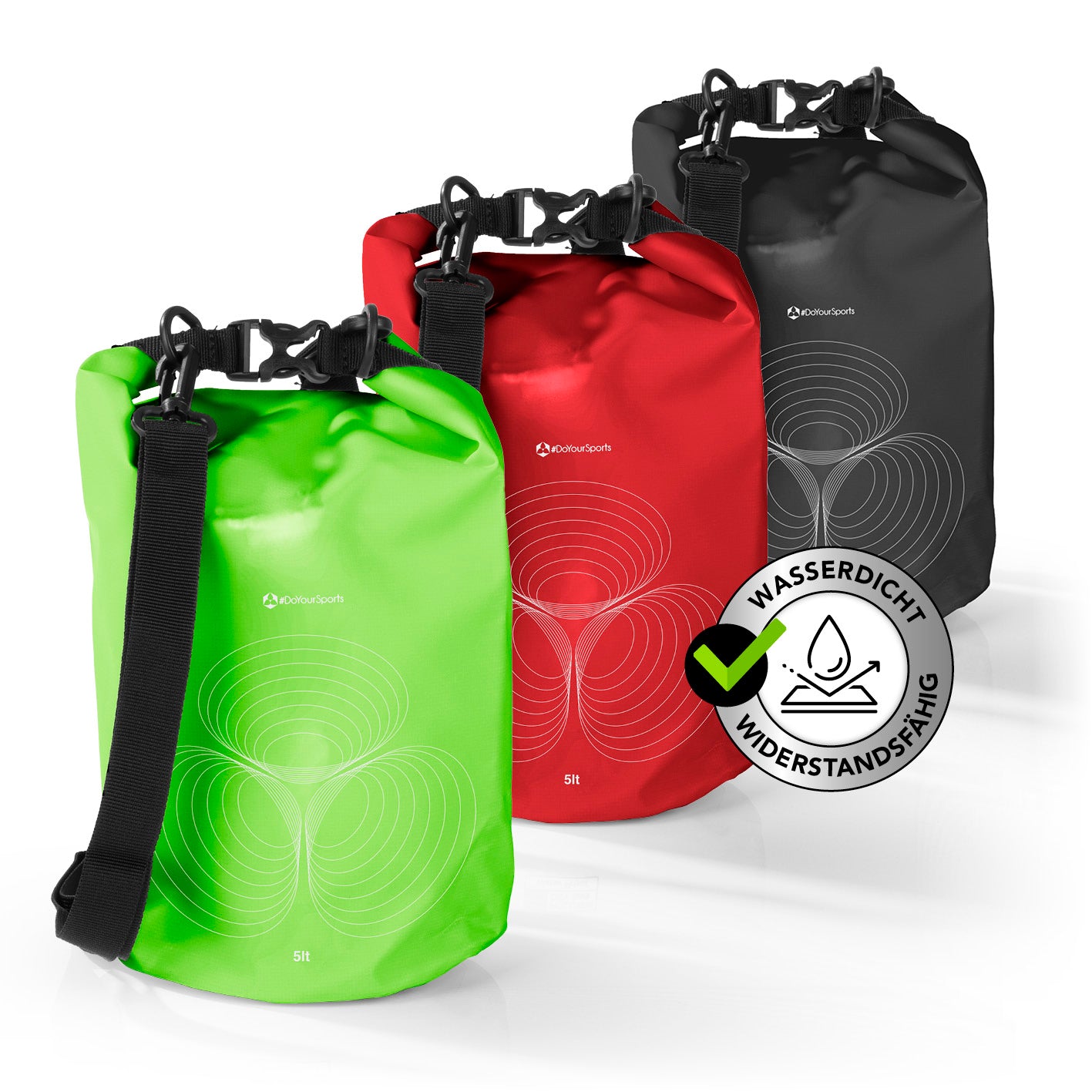 Dry Bag 5L - Grün, wasserdichter, robuster Outdoor-Rucksack mit verstellbarem Schultergurt und Rolltop-Verschluss zum Schutz der Wertsachen.