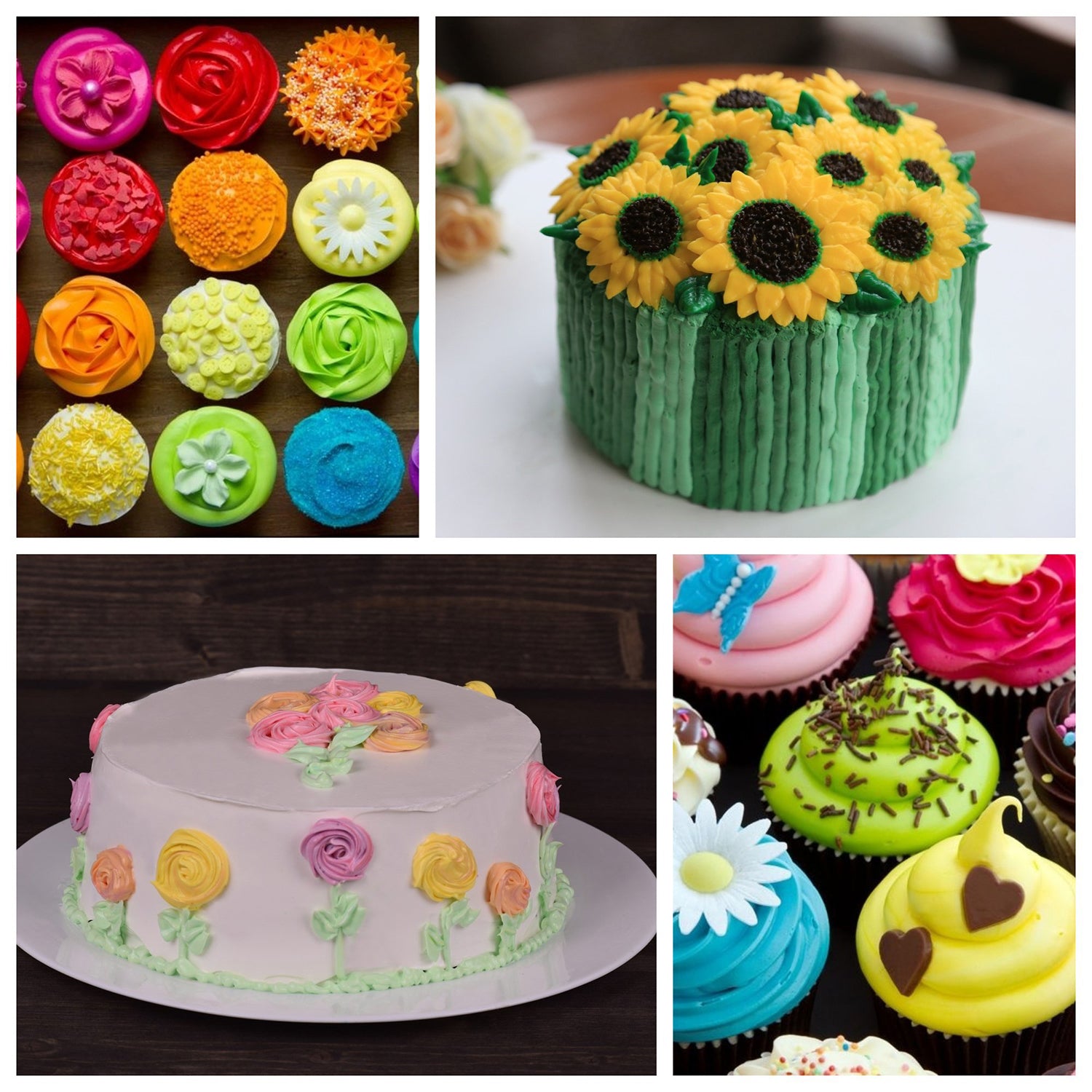 Silikonspritzbeutel mit 6 Edelstahltüllen - 35 cm zum kreativen Torten- und Cupcake-Dekorieren in verschiedenen Farben und Mustern.
