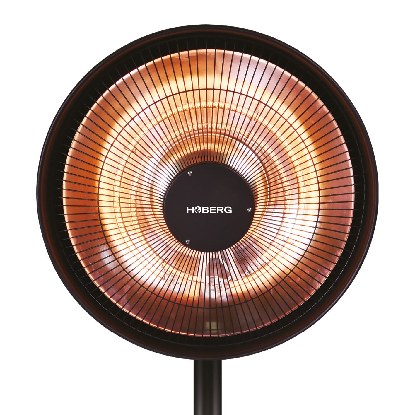 Infrarot-Heizstrahler mit Standfuß, Carbon-Infrarot-Heizelement und verstellbarem Lampenkopf, für innen und außen geeignet.