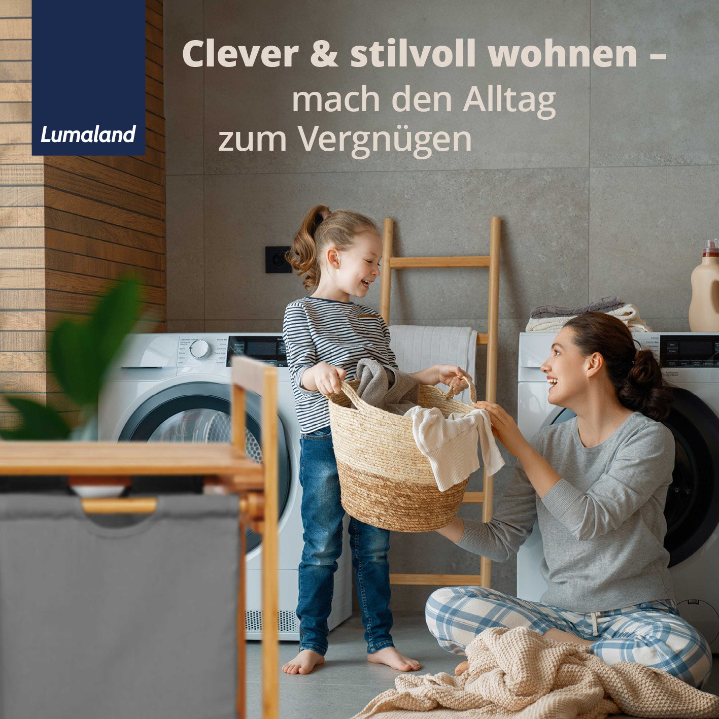 Bambus Wäschekorb mit 2 ausziehbaren Wäschesäcken Dunkelgrau, stilvoll, pflegeleicht, 73x64x33 cm, ideal für Haushalt und Waschküche.