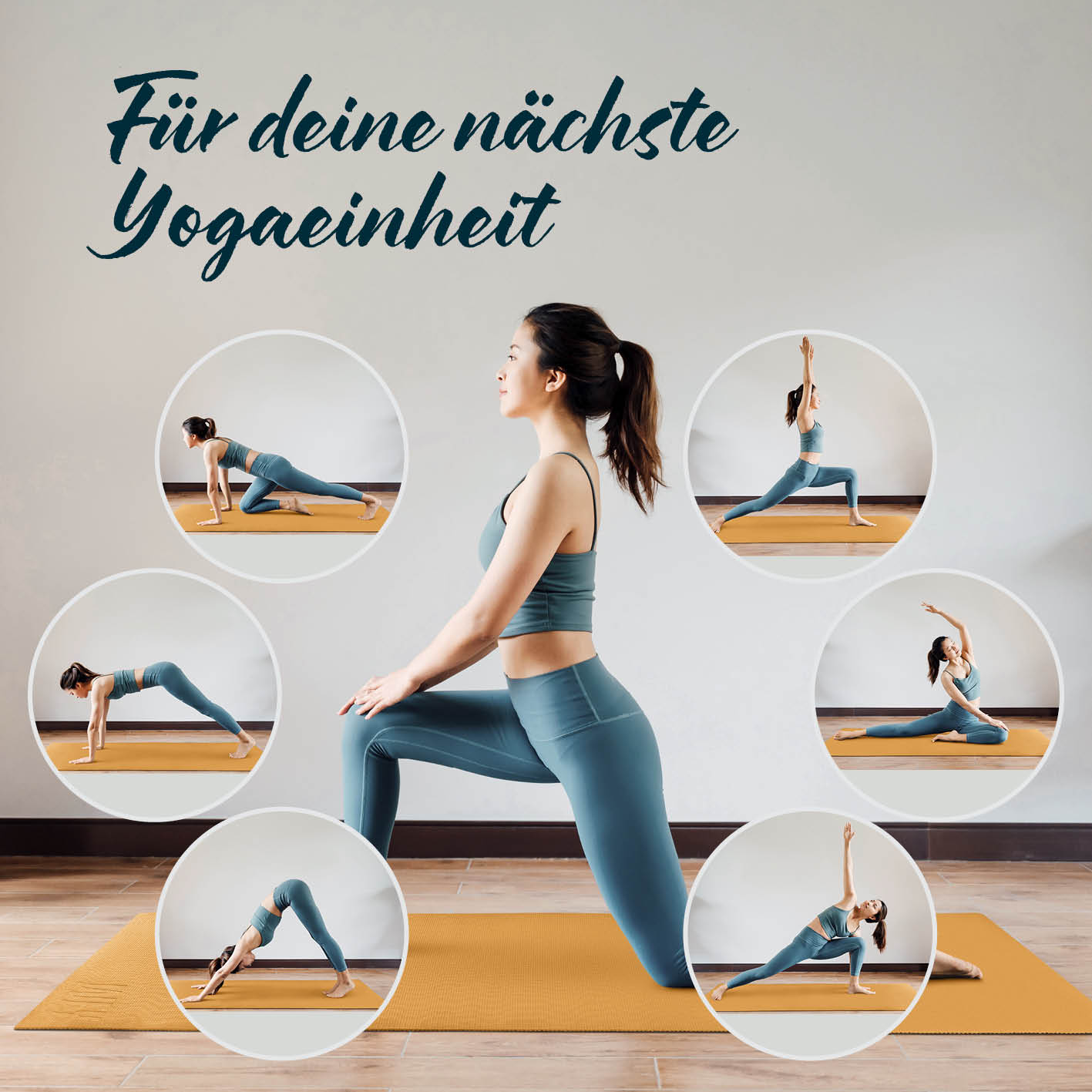 Yogamatte Kirana - 183 x 61 x 0,4 cm - Curry mit weicher Oberfläche, rutschfest und flexibel für Yoga und Pilates.