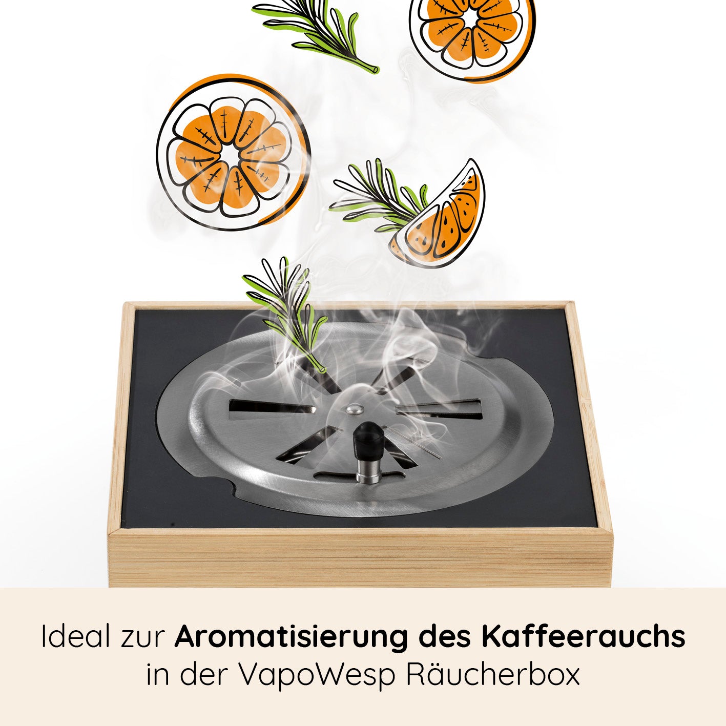 Pulver 3er-Set Orange & Rosemary (3x je 100 g) für aromatischen Duft in der VapoWesp Räucherbox mit Orangen und Rosmarin.